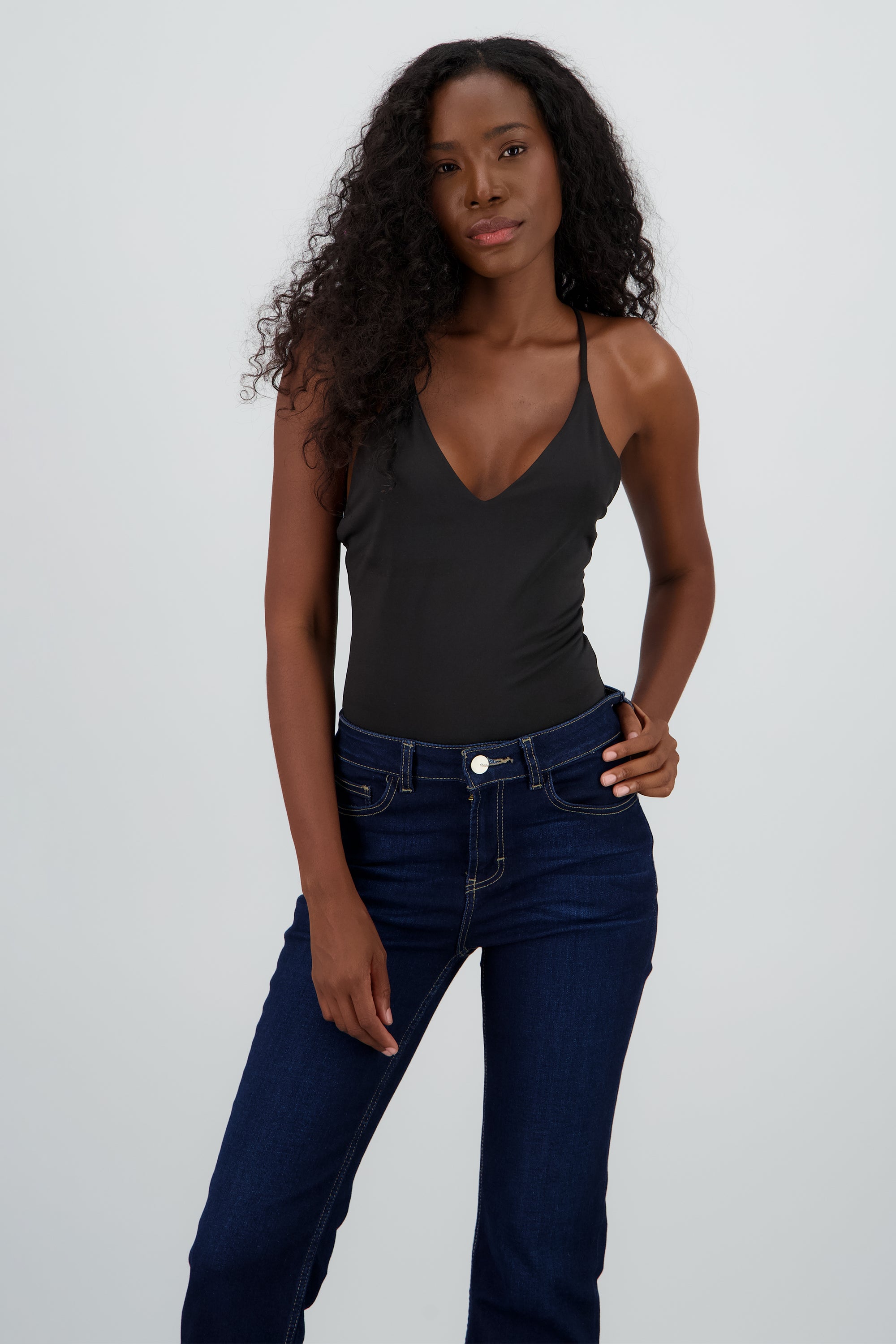 Bodysuit con detalle de espalda liso NEGRO