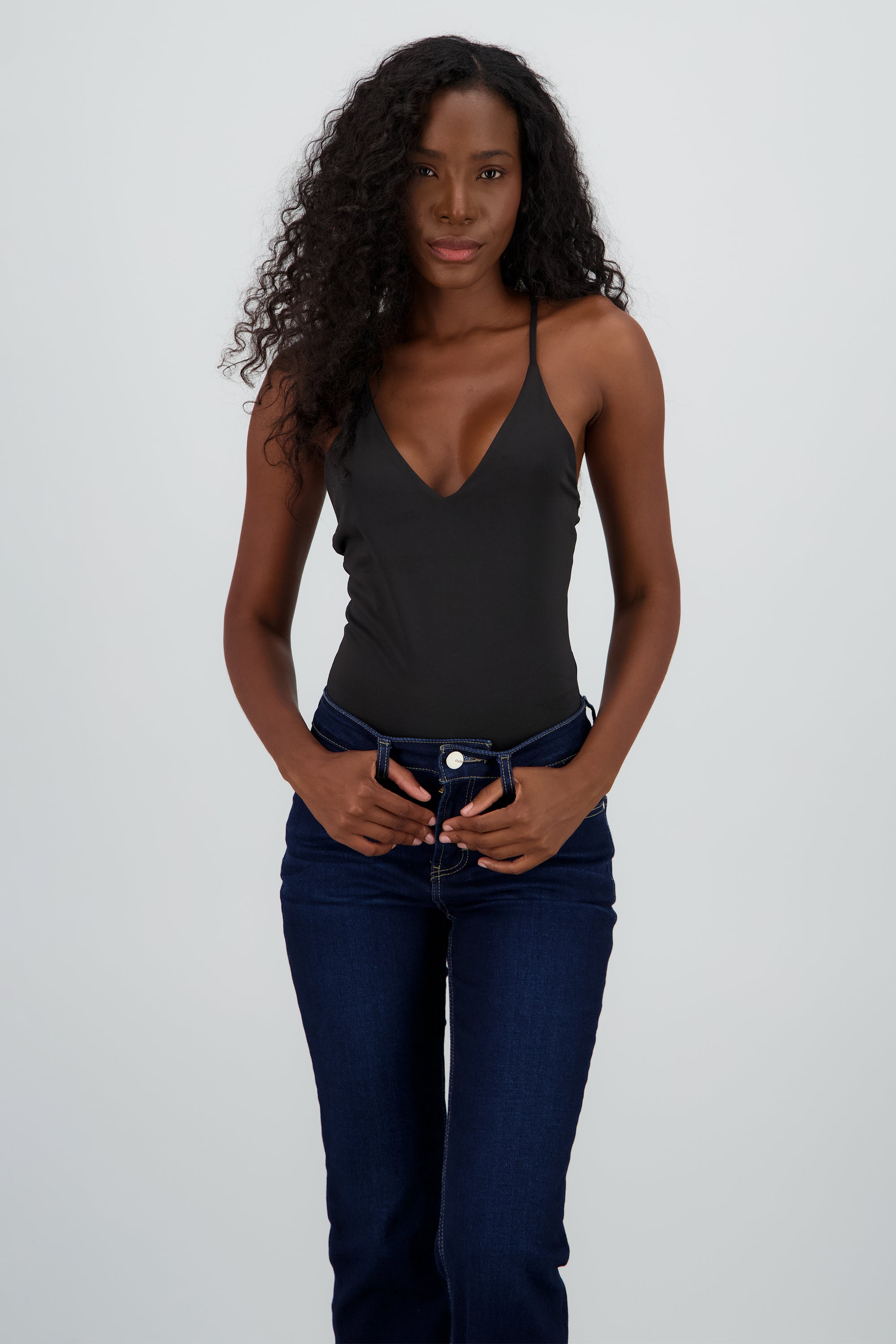 Bodysuit con detalle de espalda liso NEGRO