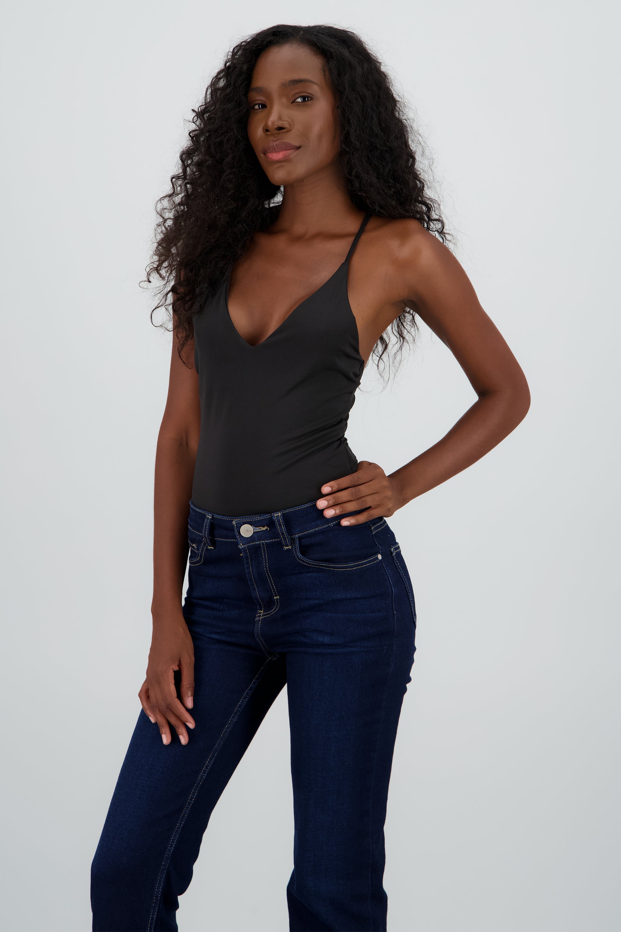 Bodysuit con detalle de espalda liso NEGRO
