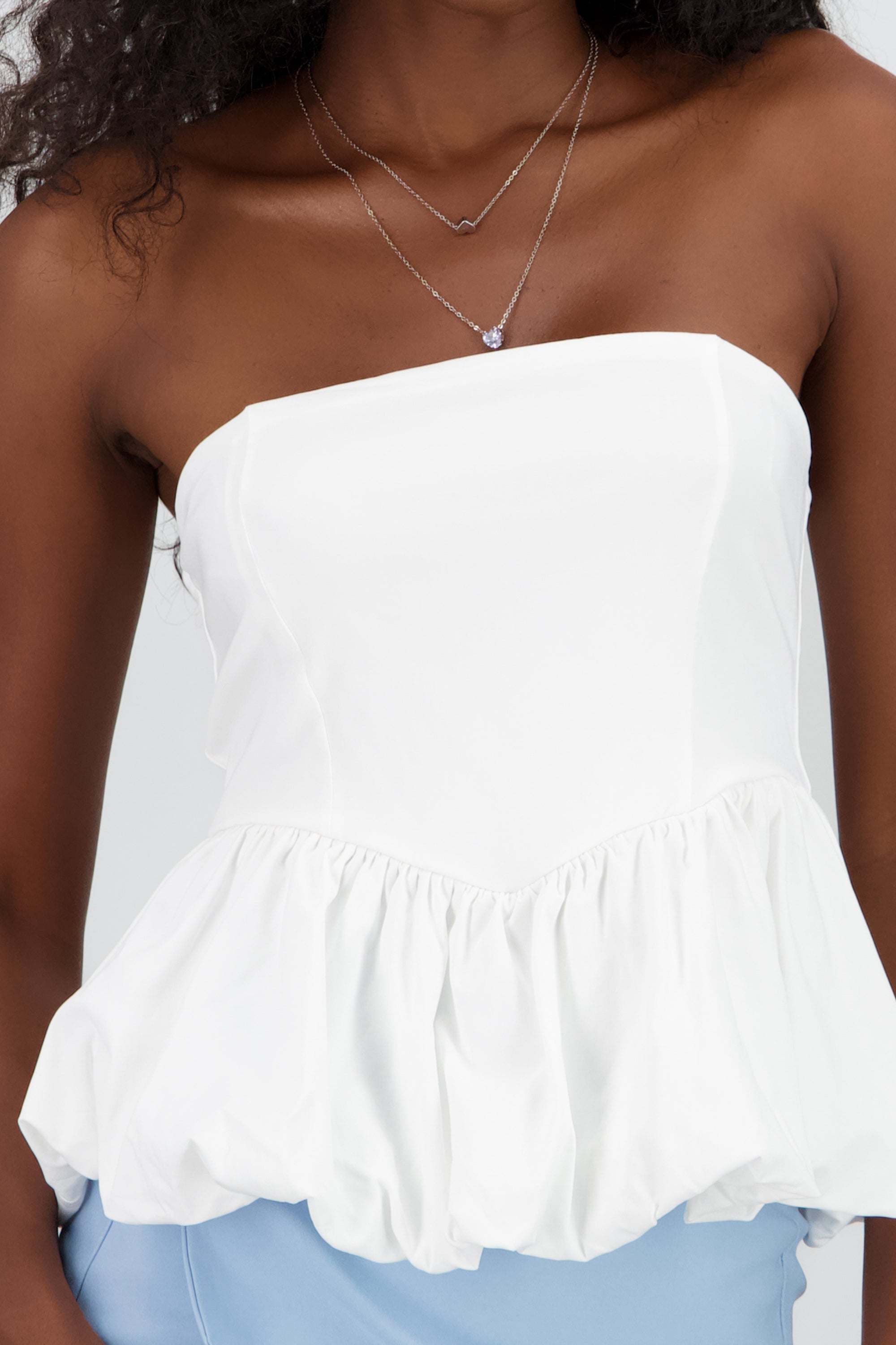Blusa straples tipo globo BLANCO