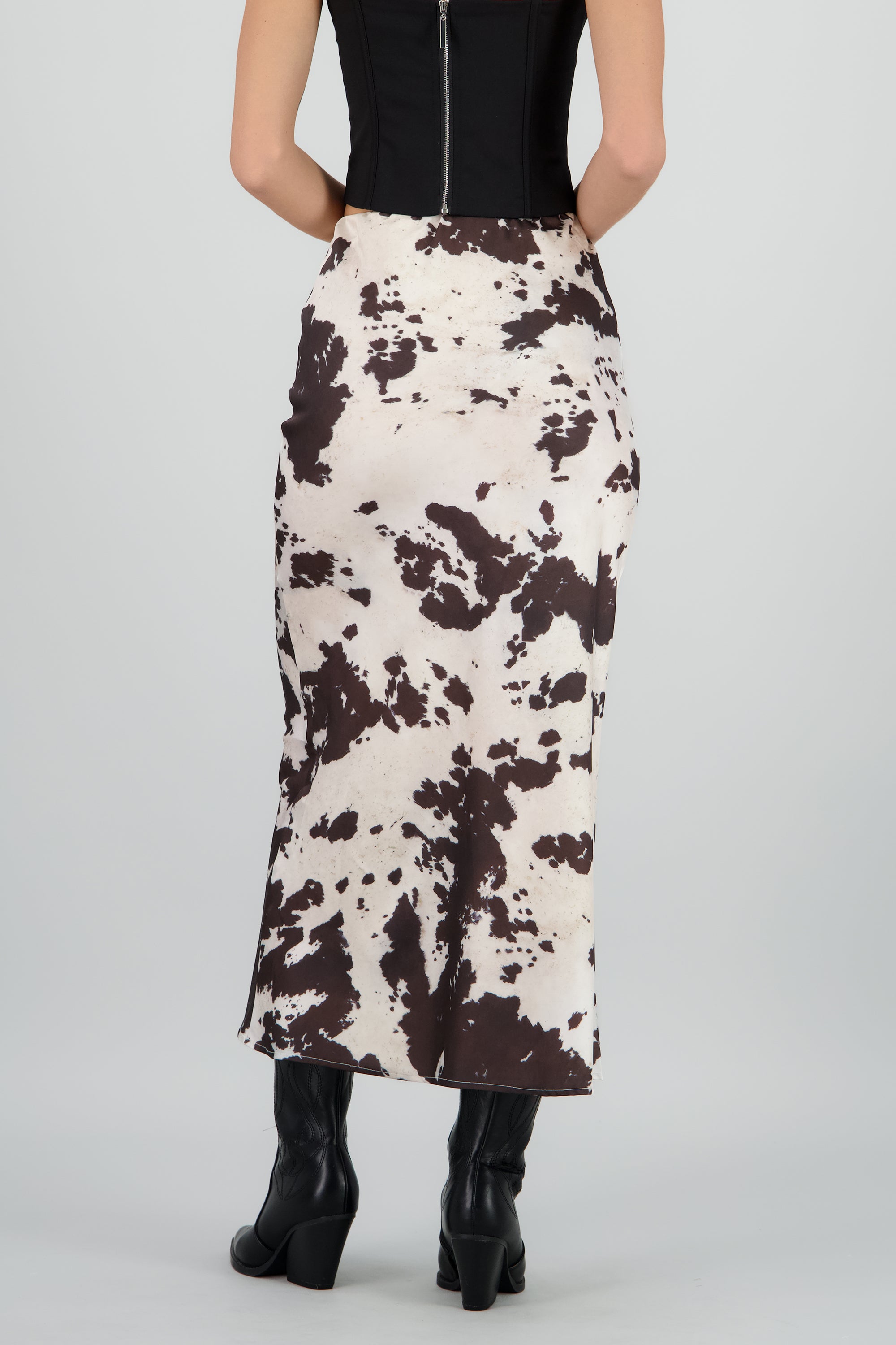 Falda midi satinada vaca CAFE COMBO