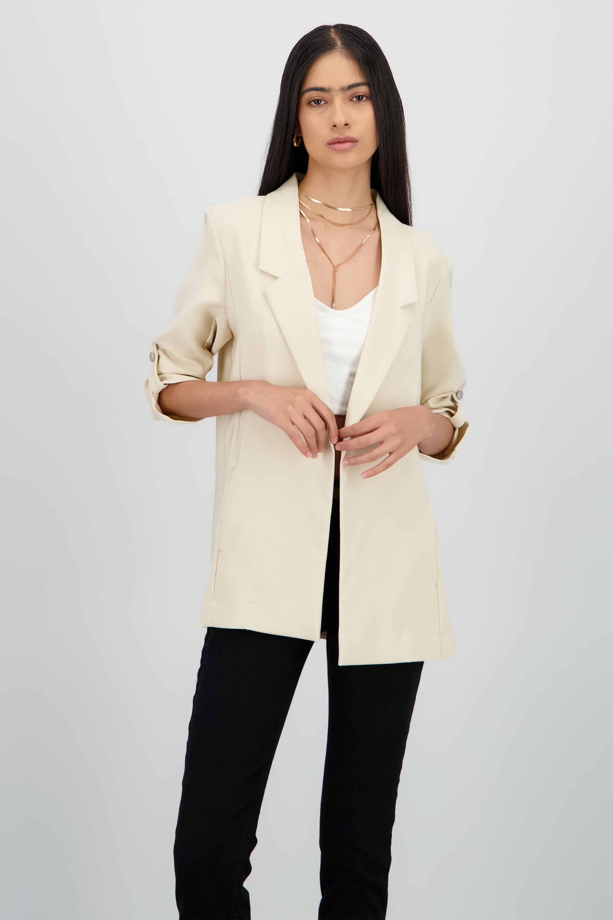 Saco Liso Manga Elevadores BEIGE