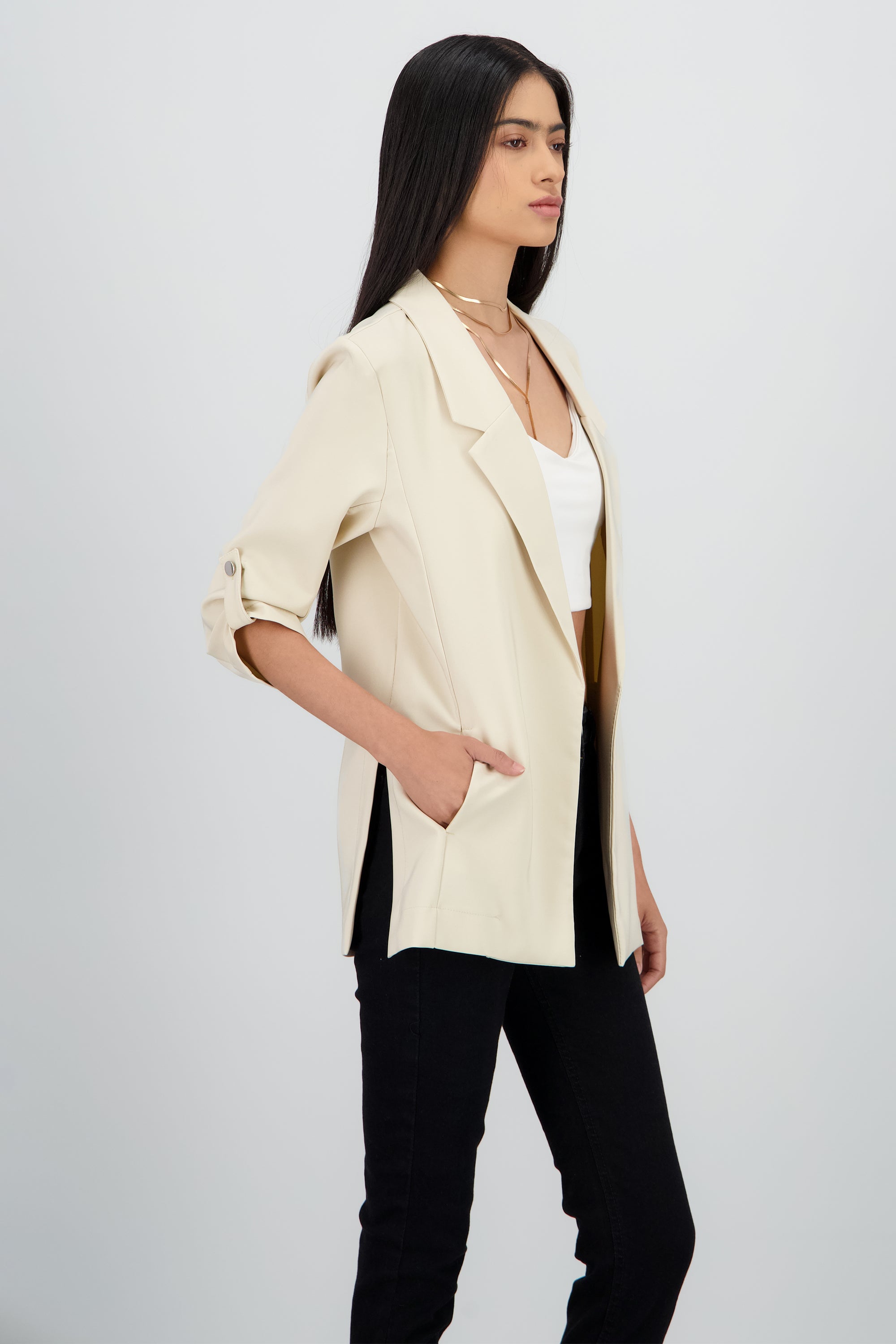 Saco Liso Manga Elevadores BEIGE