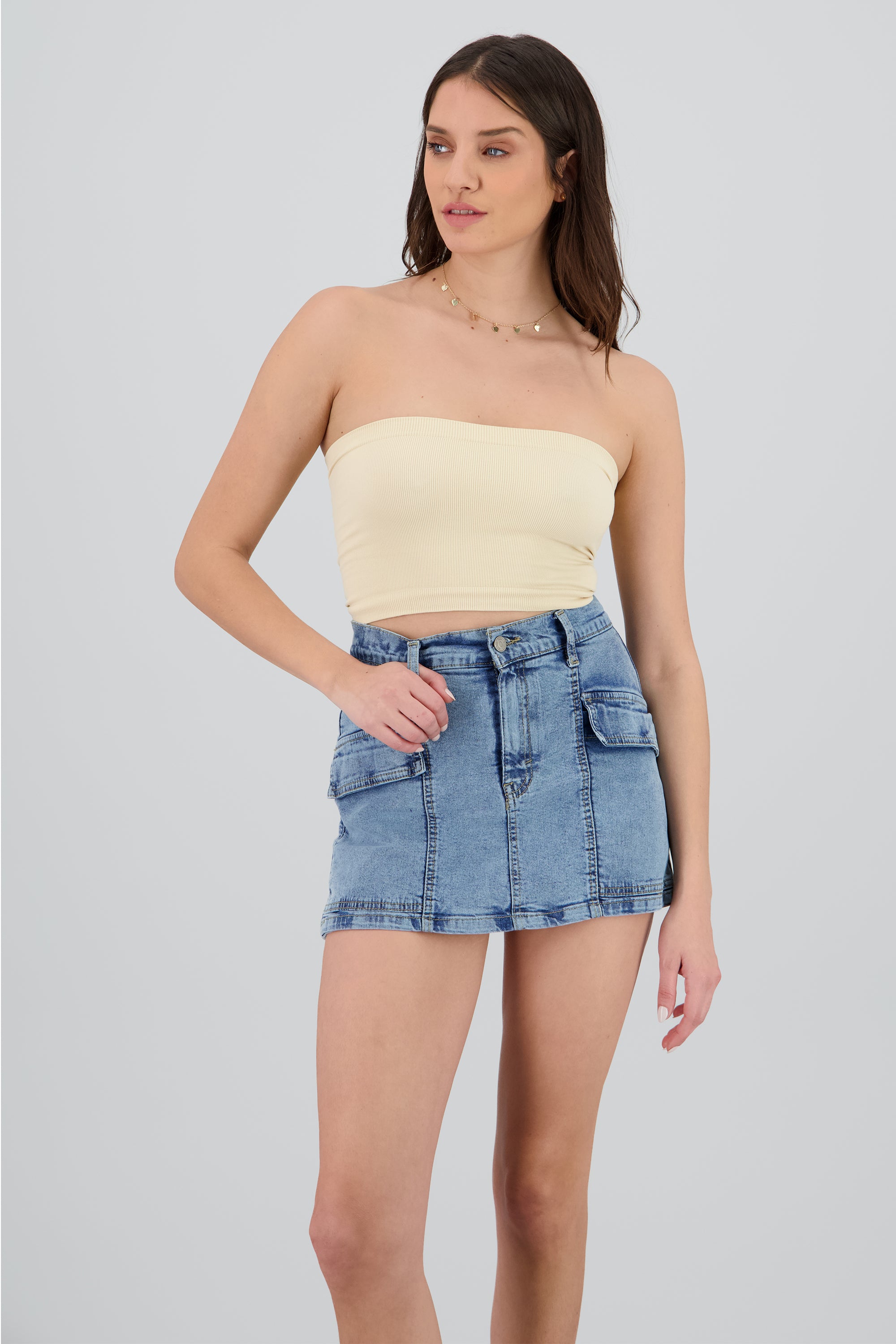 Top Tubo Strapless Rib NUDE