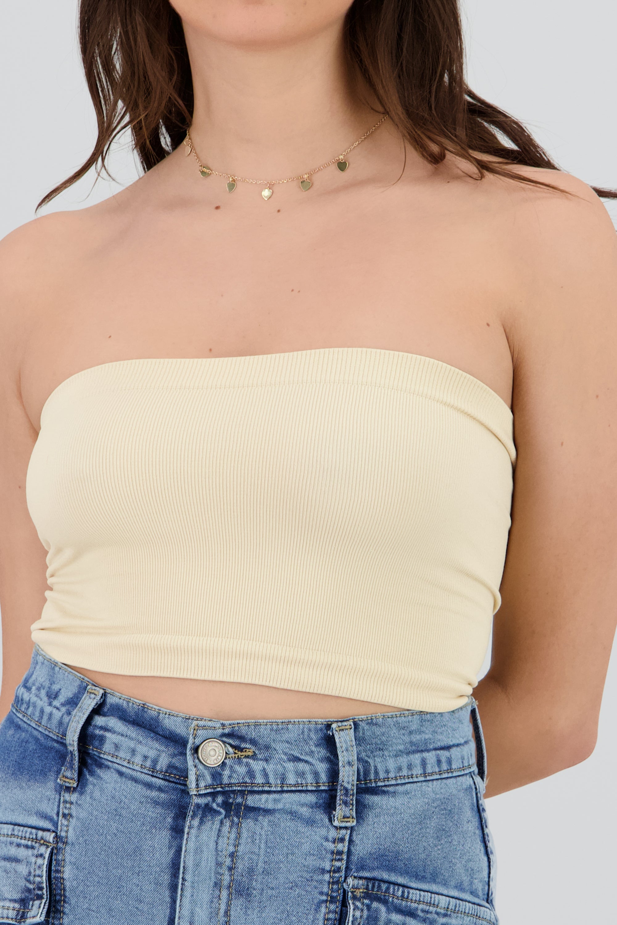 Top Tubo Strapless Rib NUDE