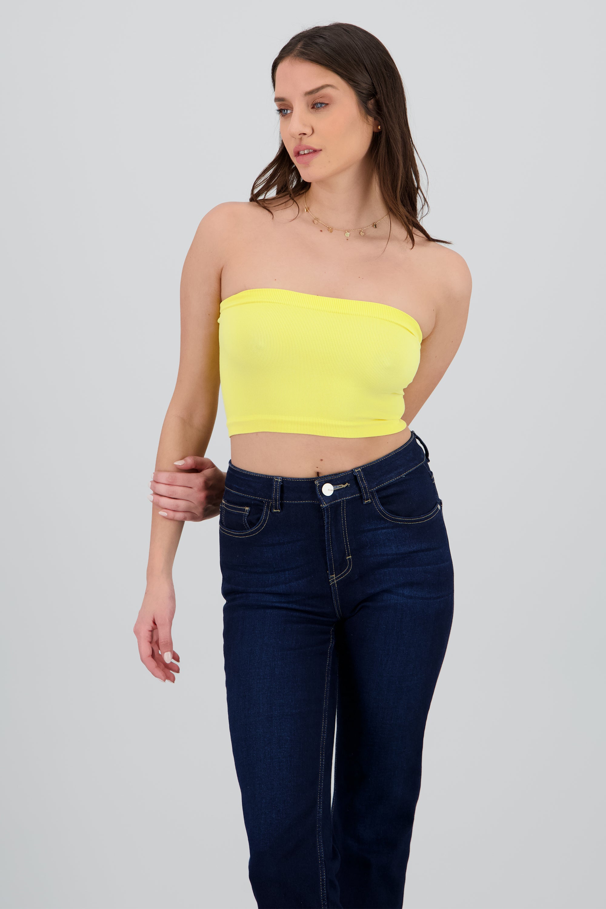 Top Tubo Strapless Rib AMARILLO PASTEL
