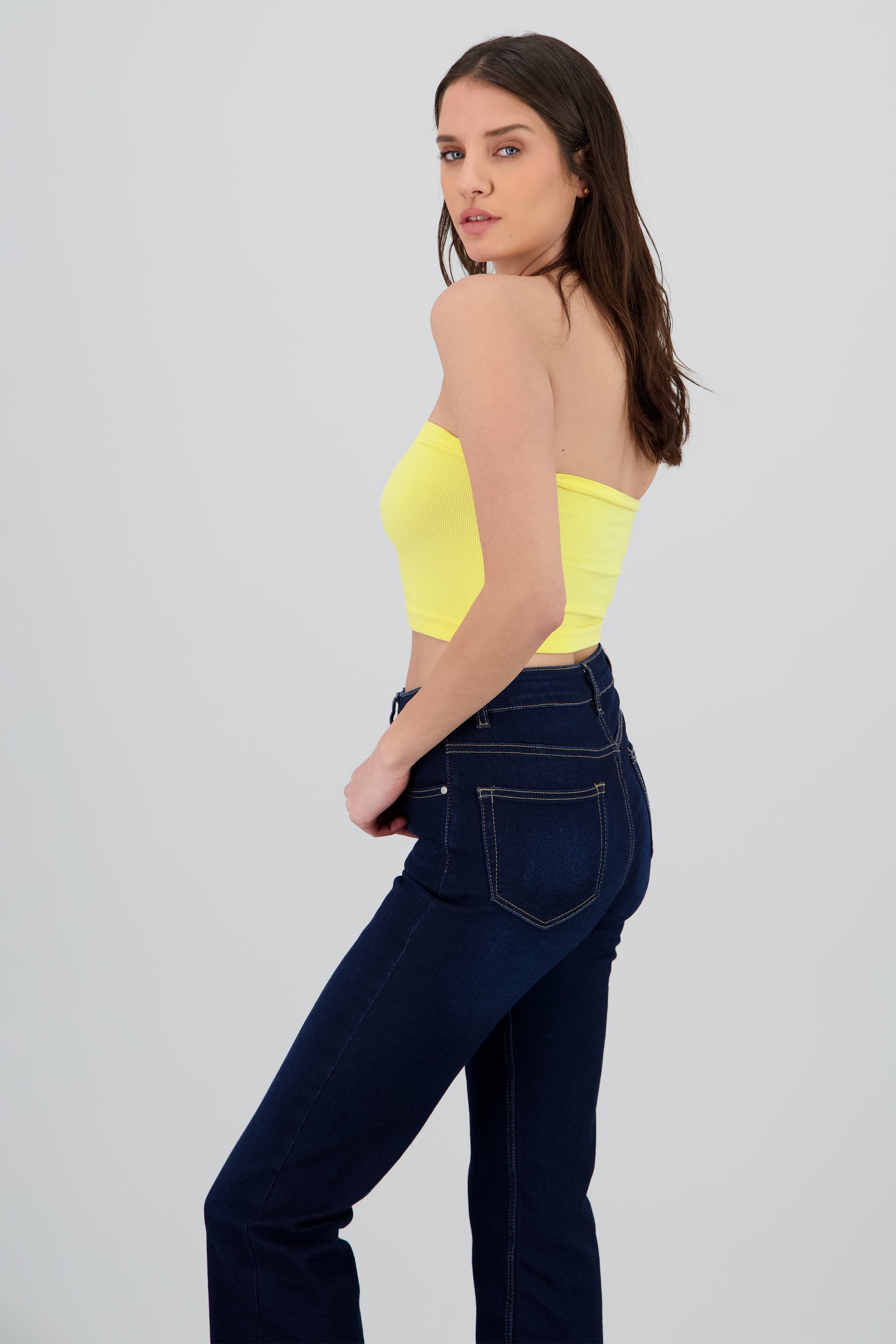 Top Tubo Strapless Rib AMARILLO PASTEL