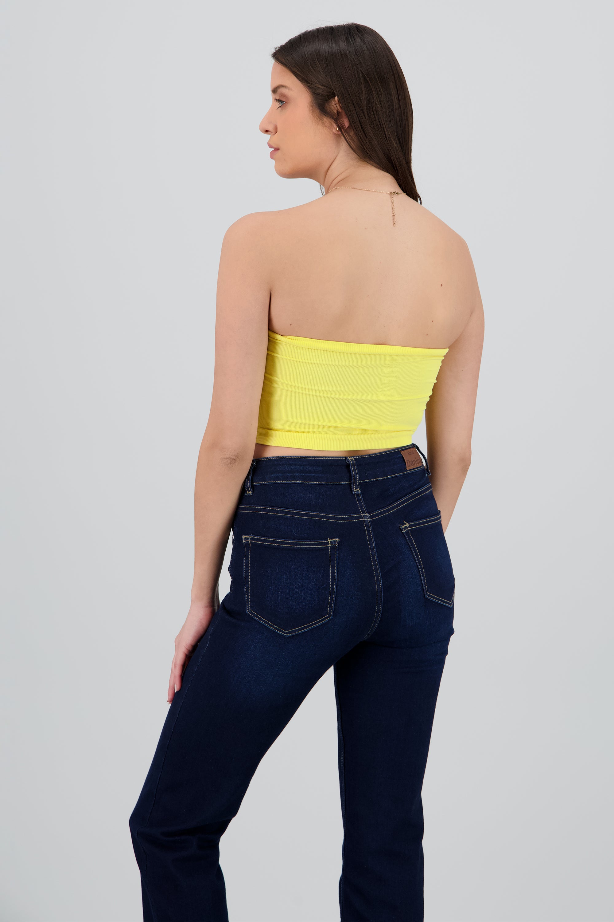 Top Tubo Strapless Rib AMARILLO PASTEL