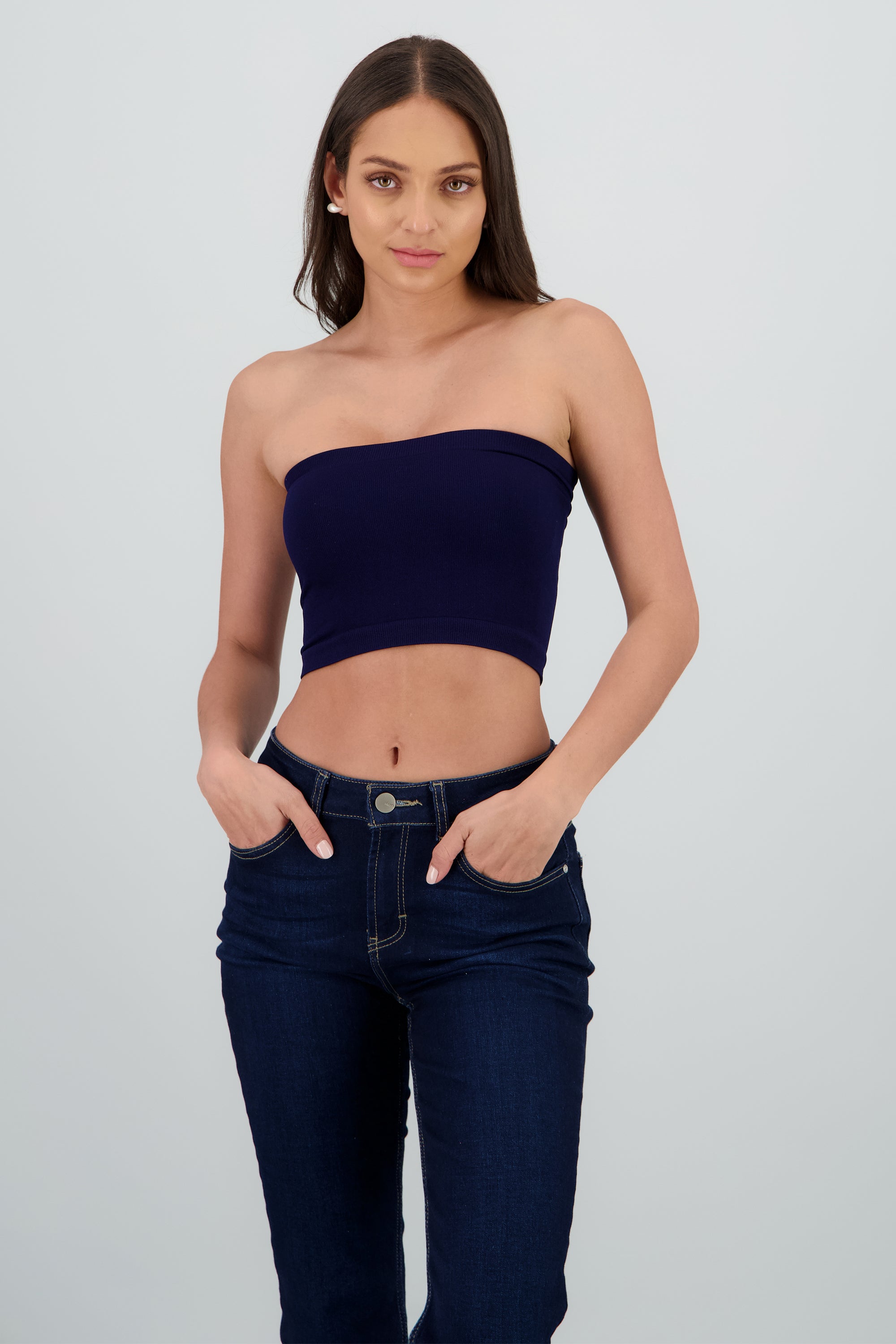 Top Tubo Strapless Rib MARINO