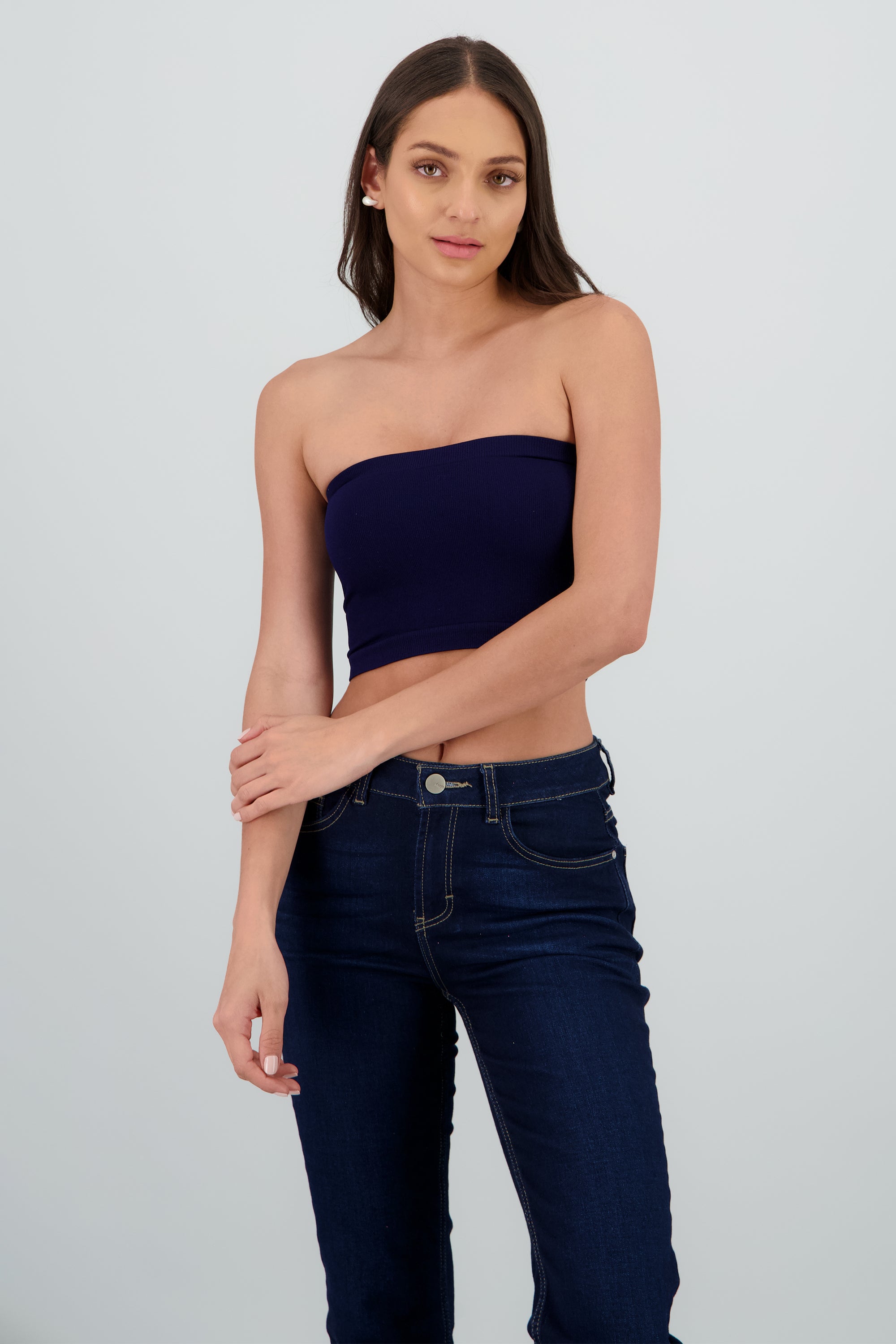 Top Tubo Strapless Rib MARINO