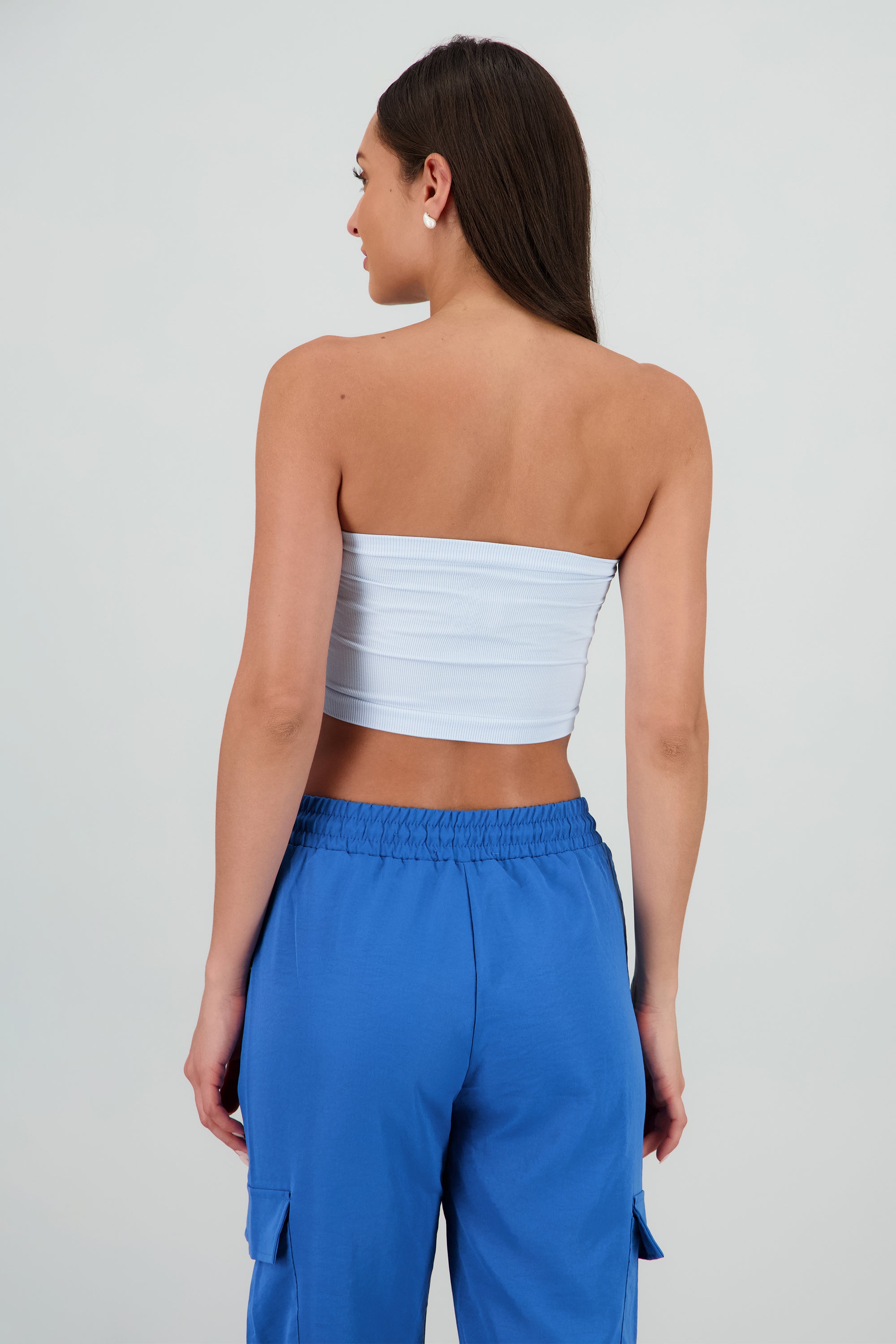 Top Tubo Strapless Rib AZUL CIELO