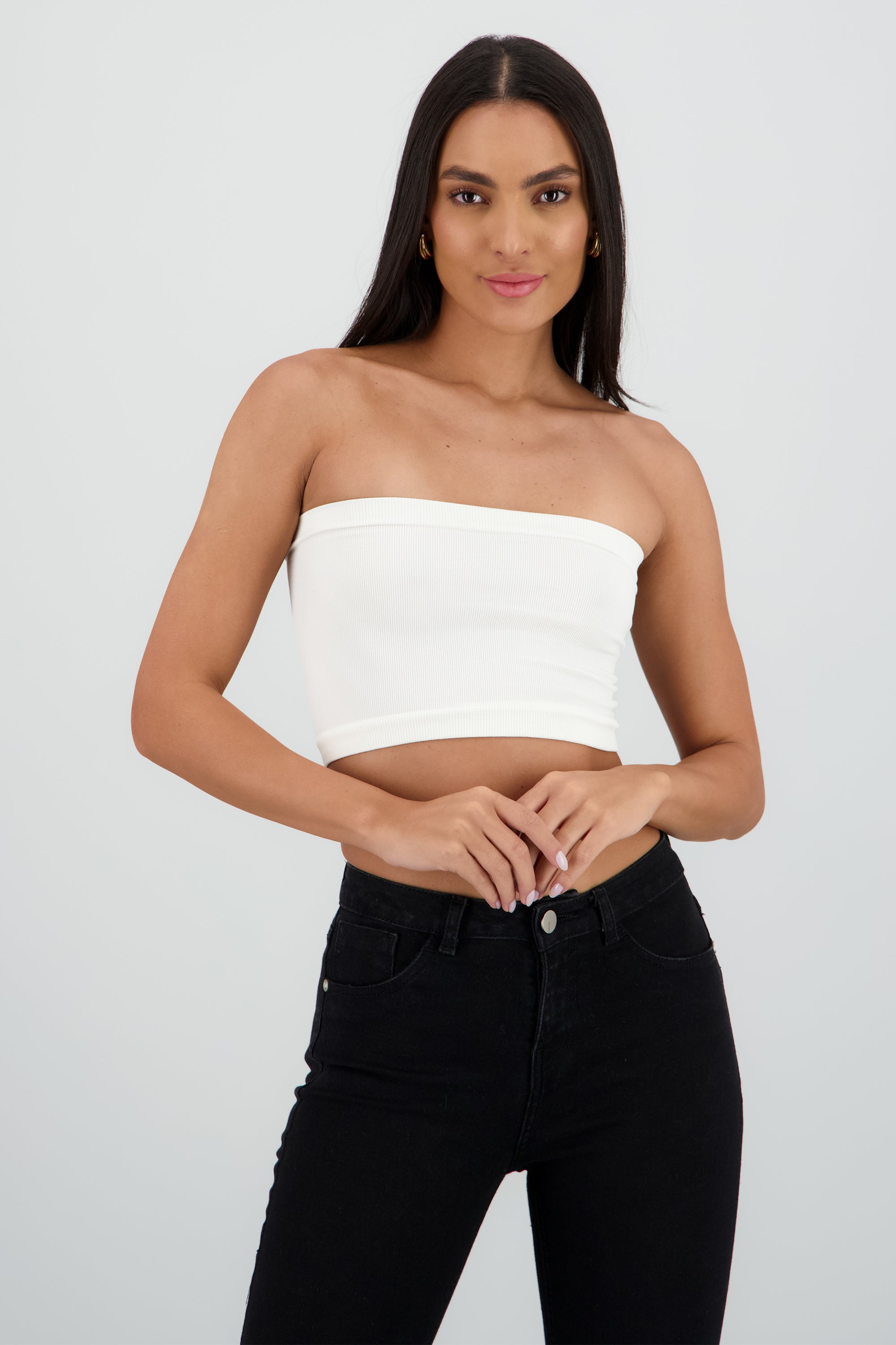 Top Tubo Strapless Rib HUESO