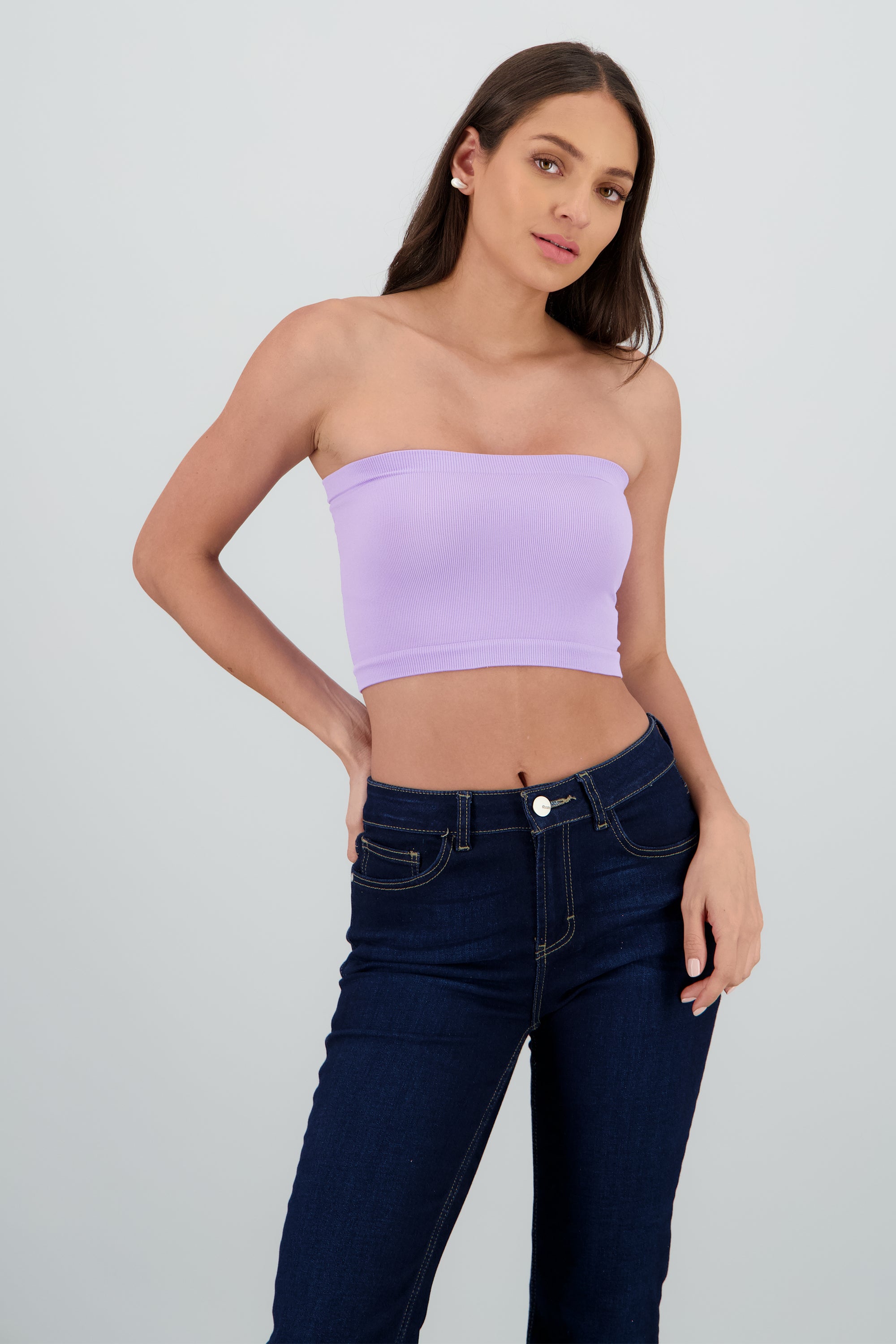 Top Tubo Strapless Rib LILA