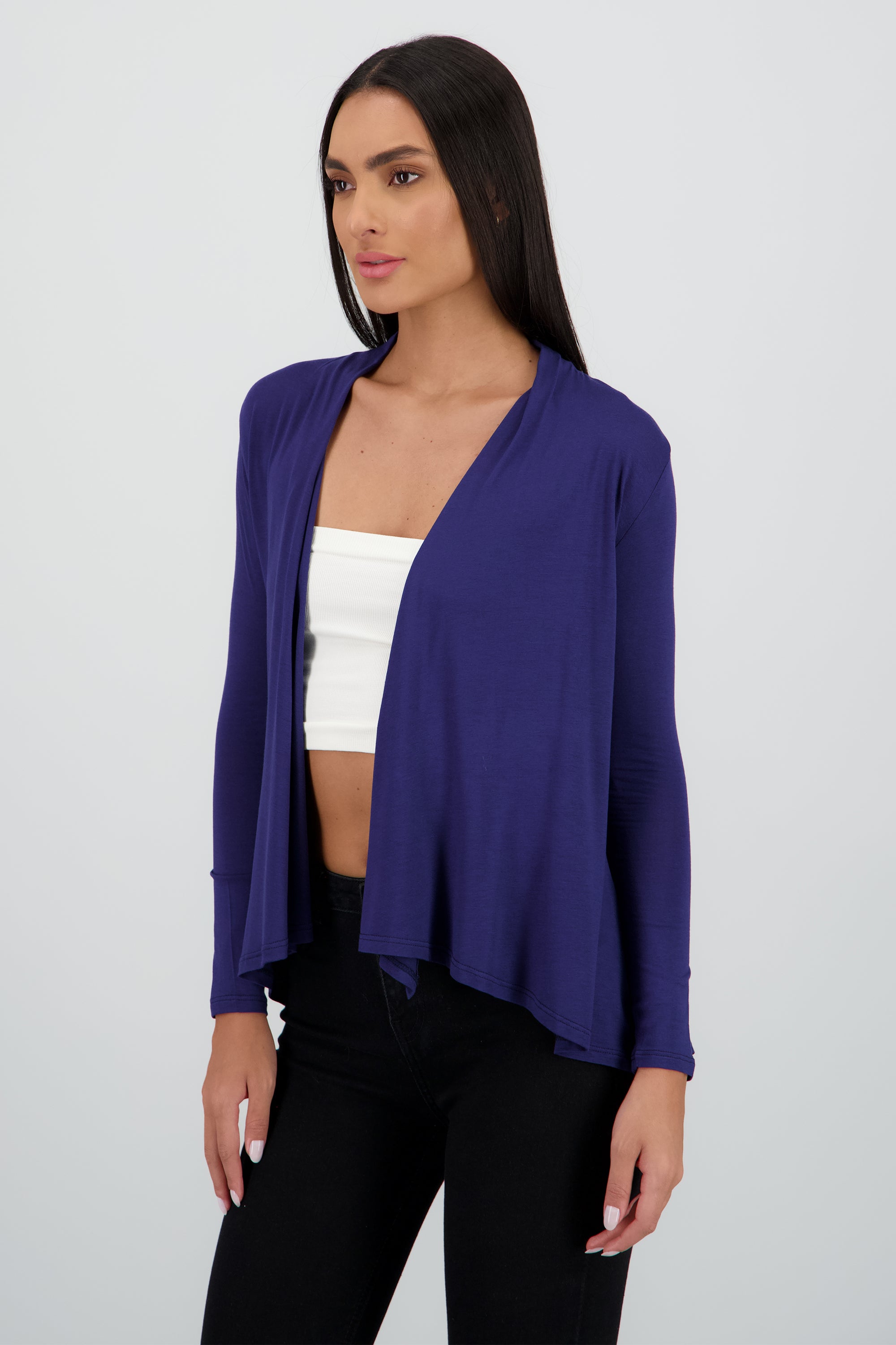 Cárdigan Corto Caída Cascada Manga Larga MARINO