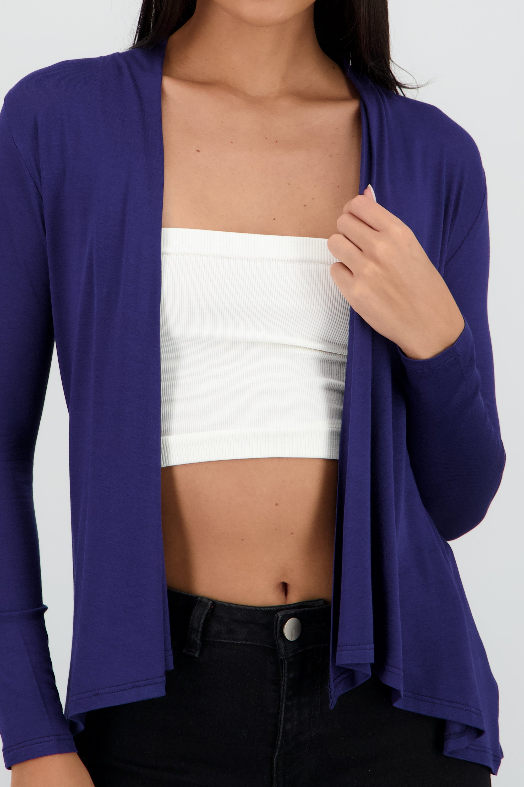 Cárdigan Corto Caída Cascada Manga Larga MARINO