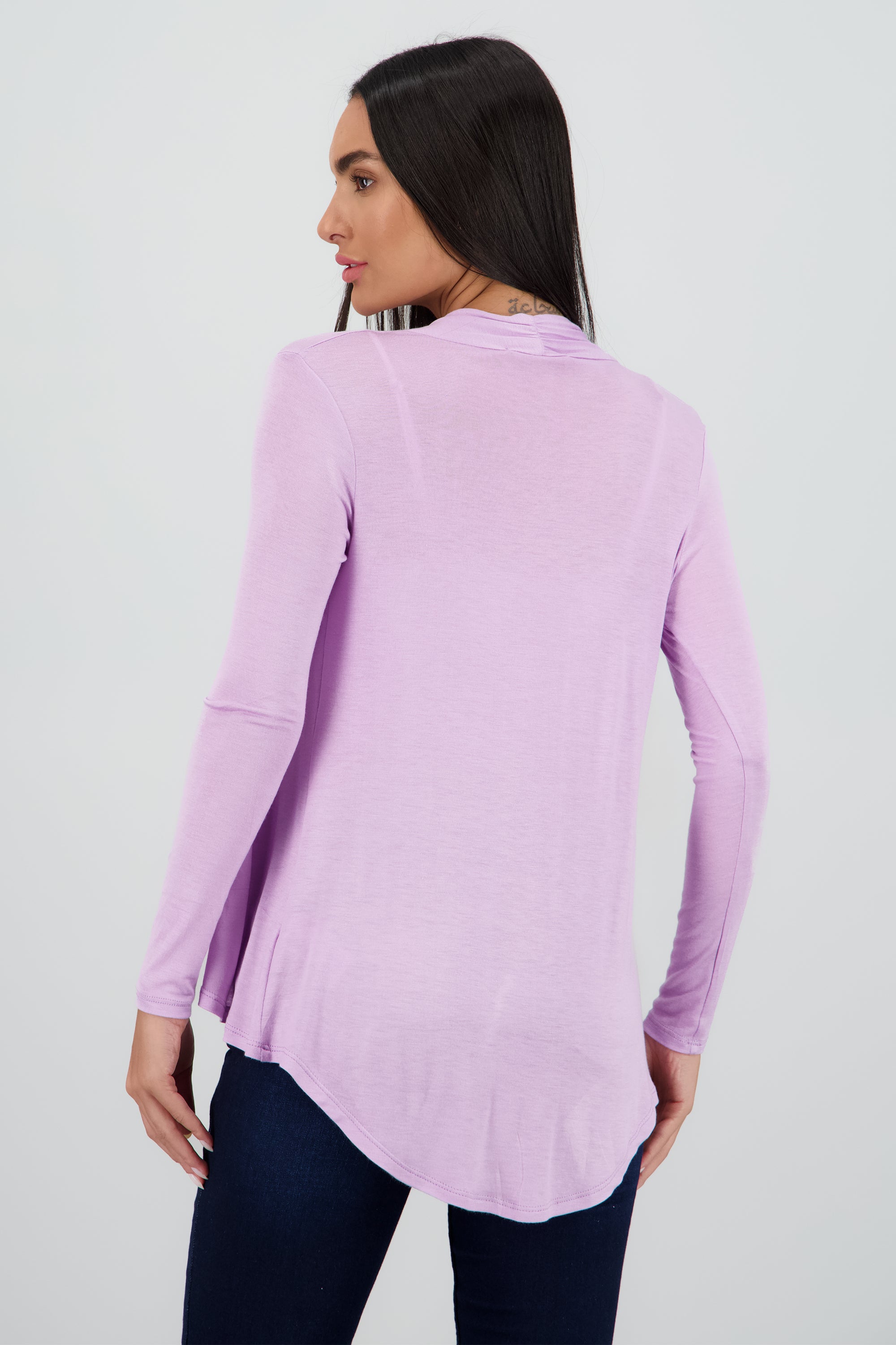 Cárdigan Corto Caída Cascada Manga Larga LILA