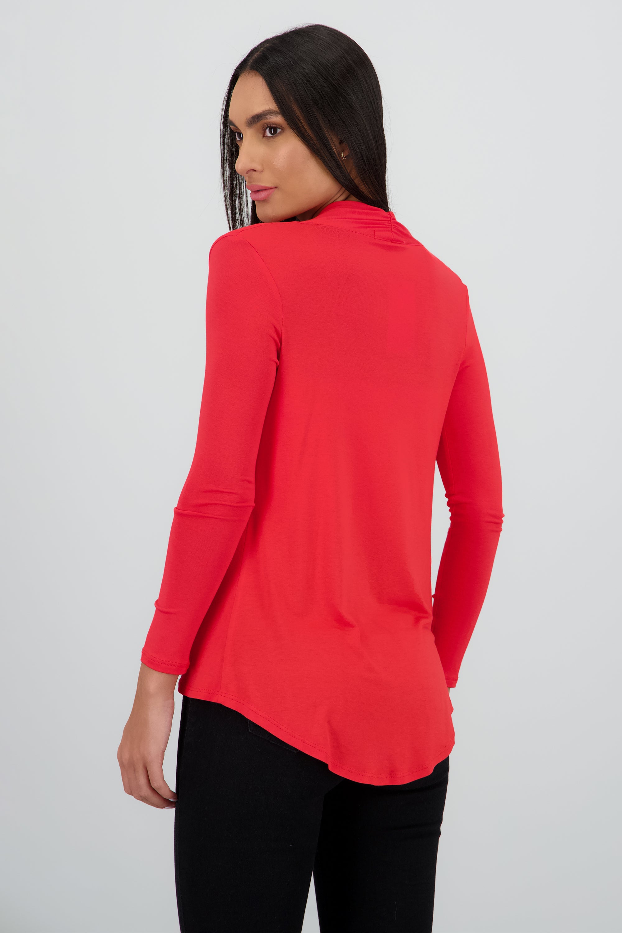 Cárdigan Corto Caída Cascada Manga Larga ROJO