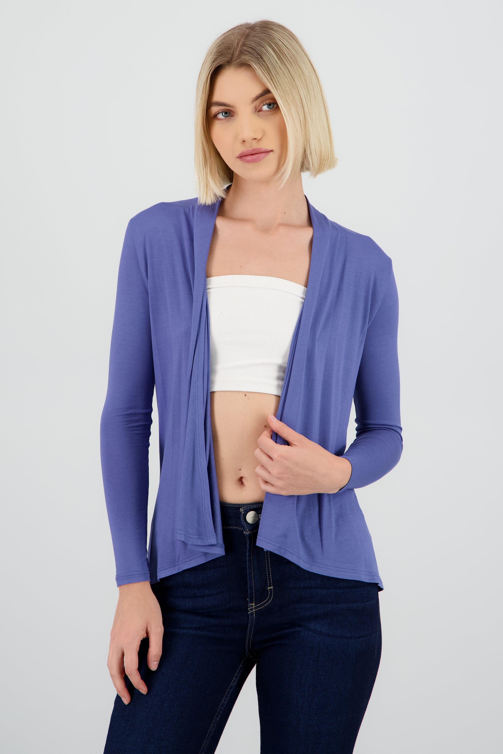 Cárdigan Corto Caída Cascada Manga Larga INDIGO