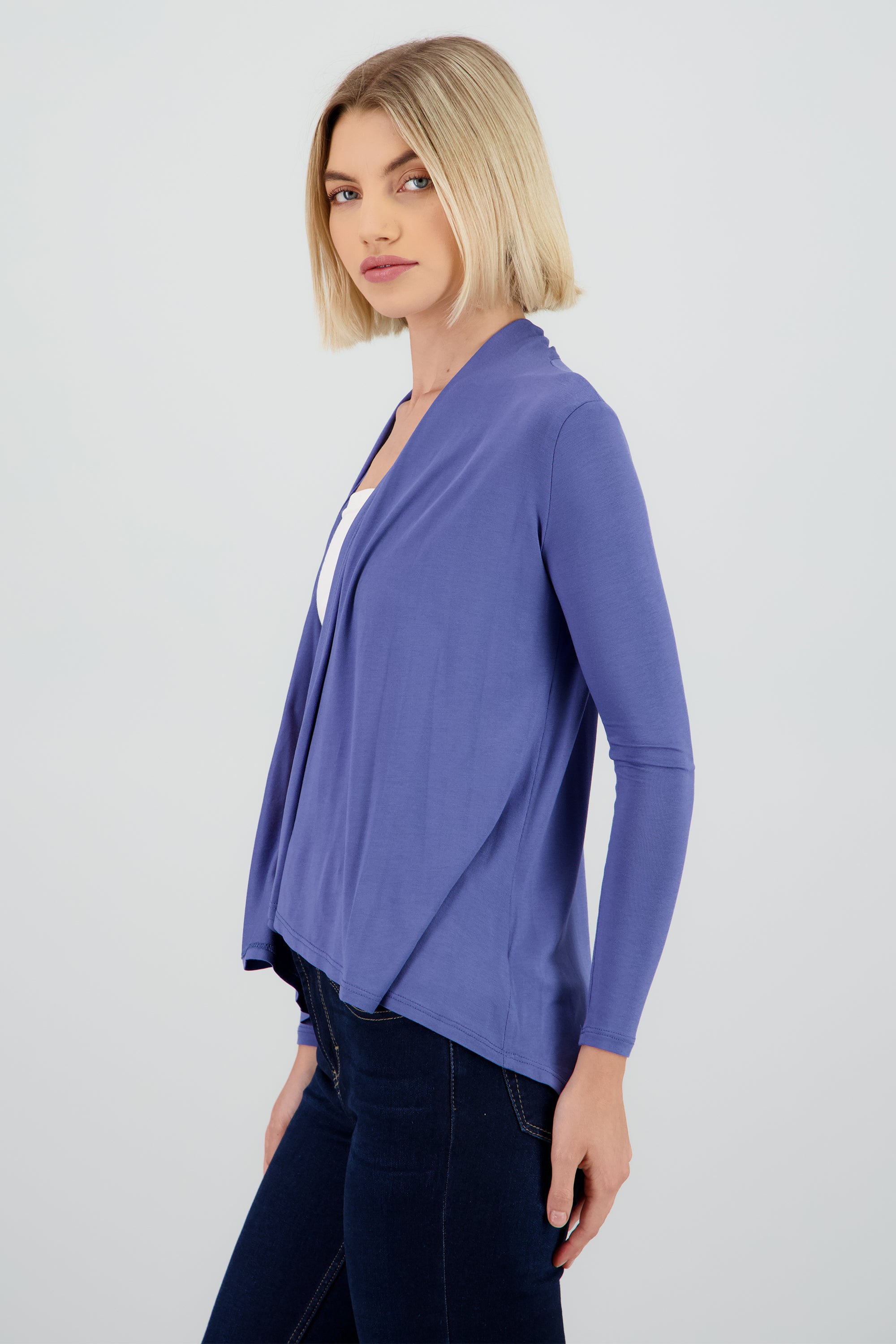 Cárdigan Corto Caída Cascada Manga Larga INDIGO