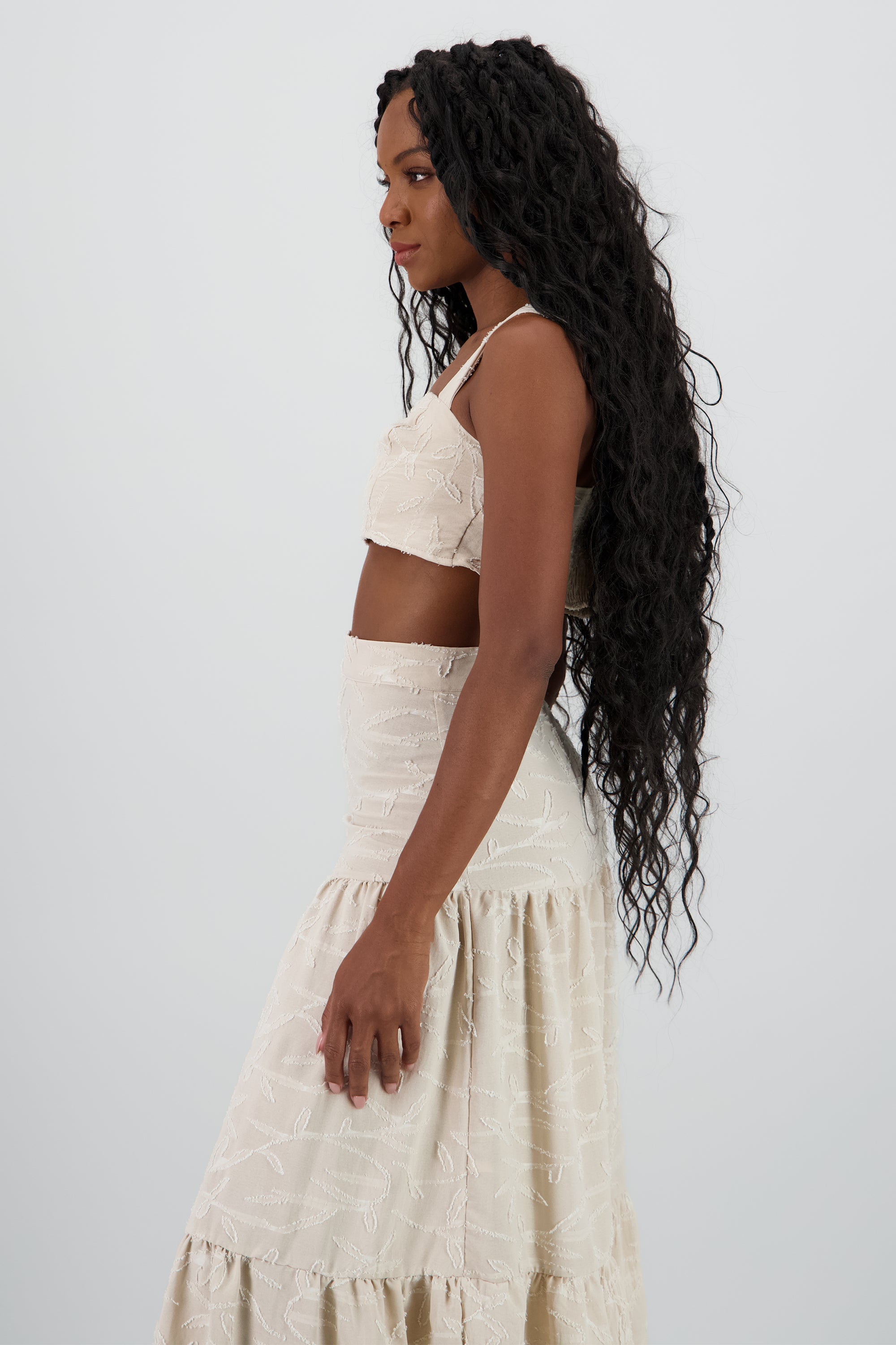 Top crop tirantes textura CREMA