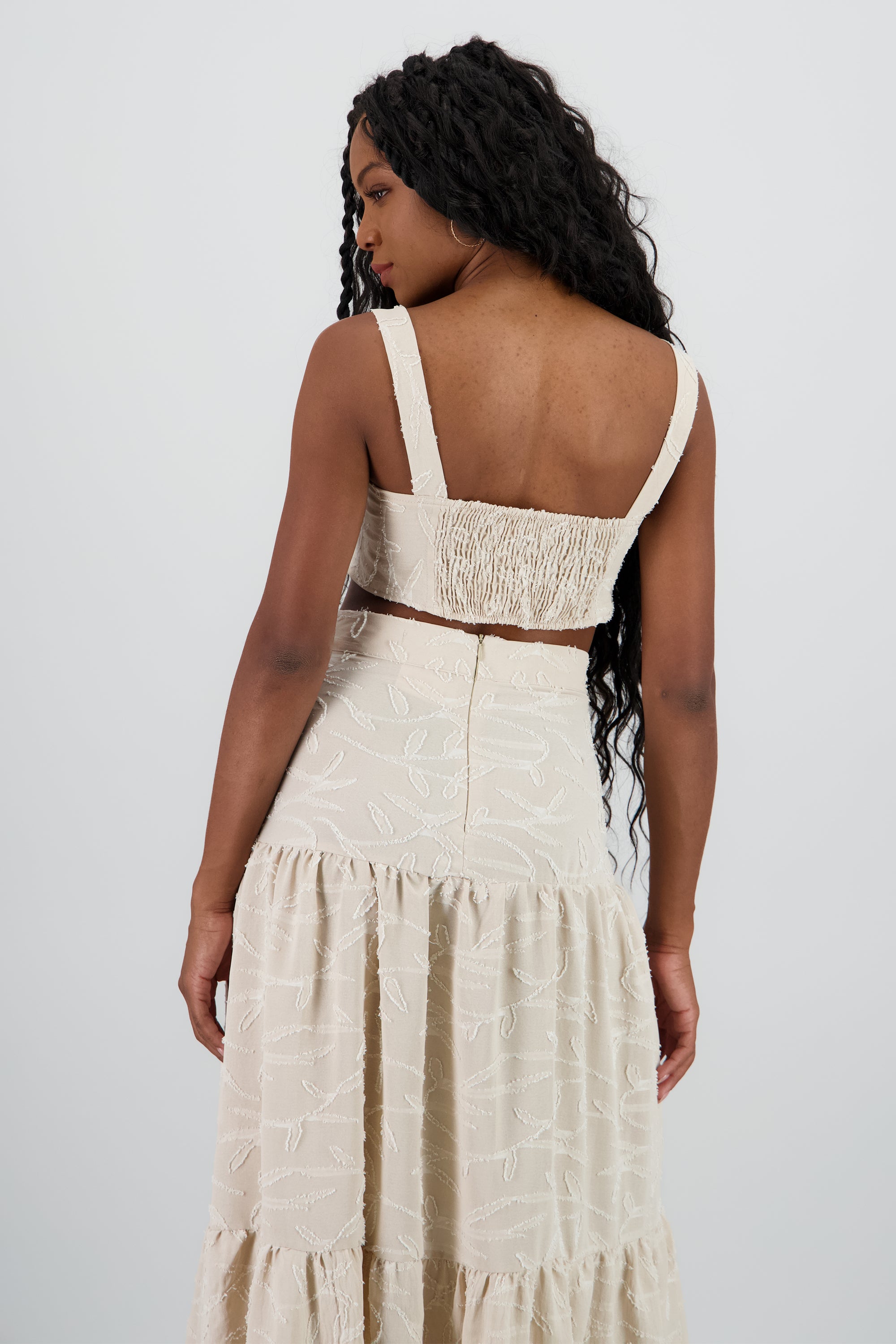 Top crop tirantes textura CREMA
