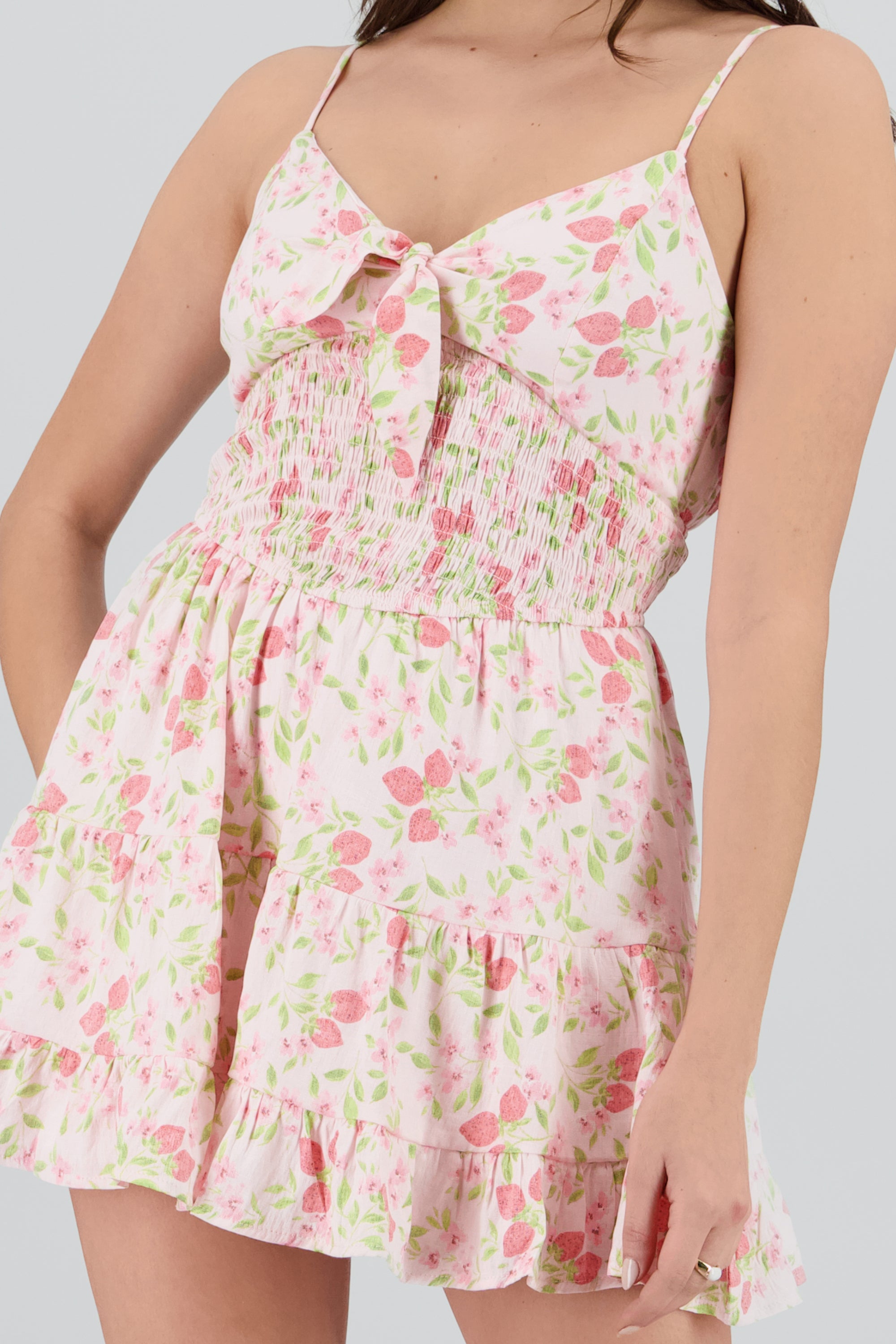 Vestido mini estampado fresas ROSA COMBO