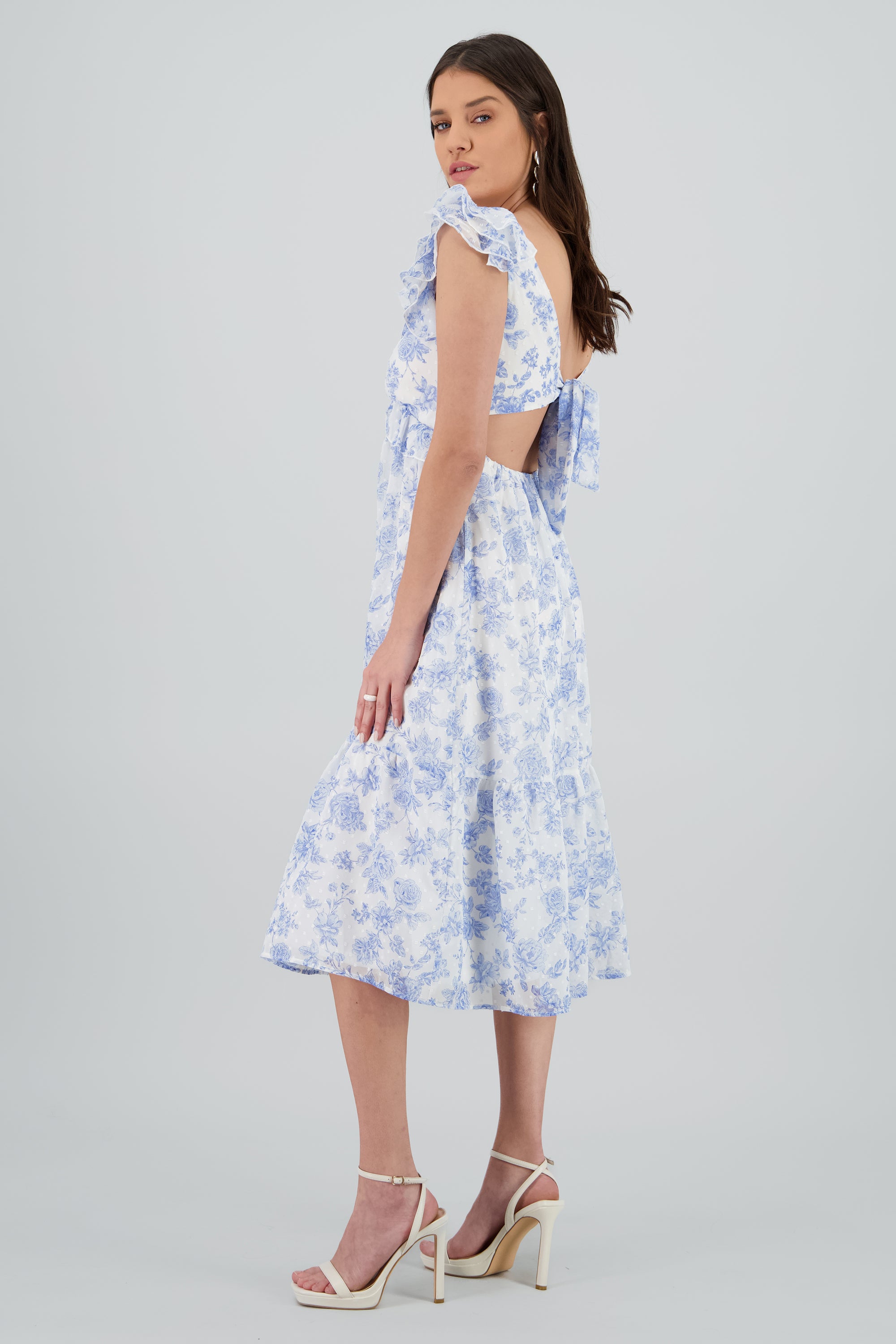 Vestido maxi olanes flores AZUL COMBO