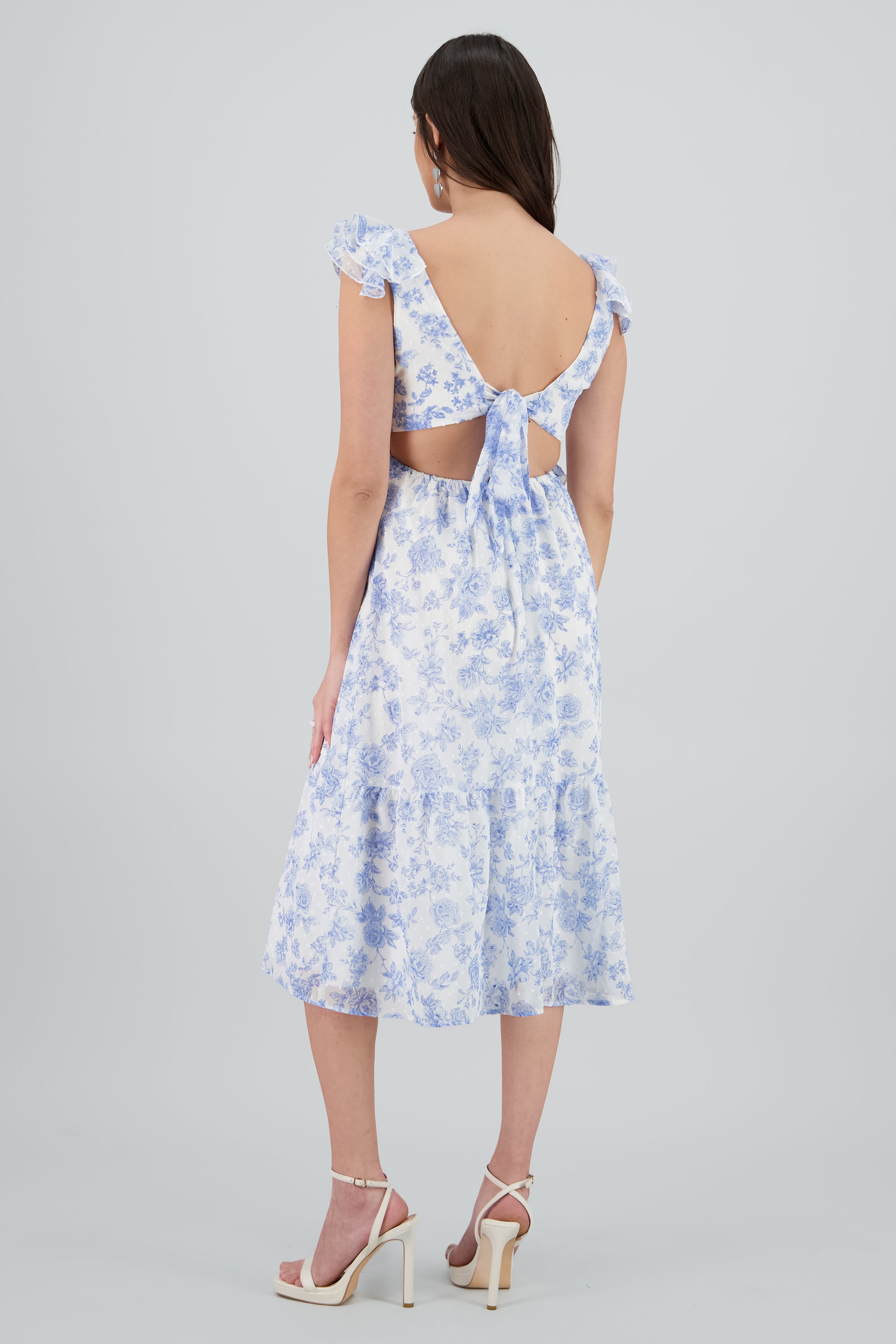 Vestido maxi olanes flores AZUL COMBO