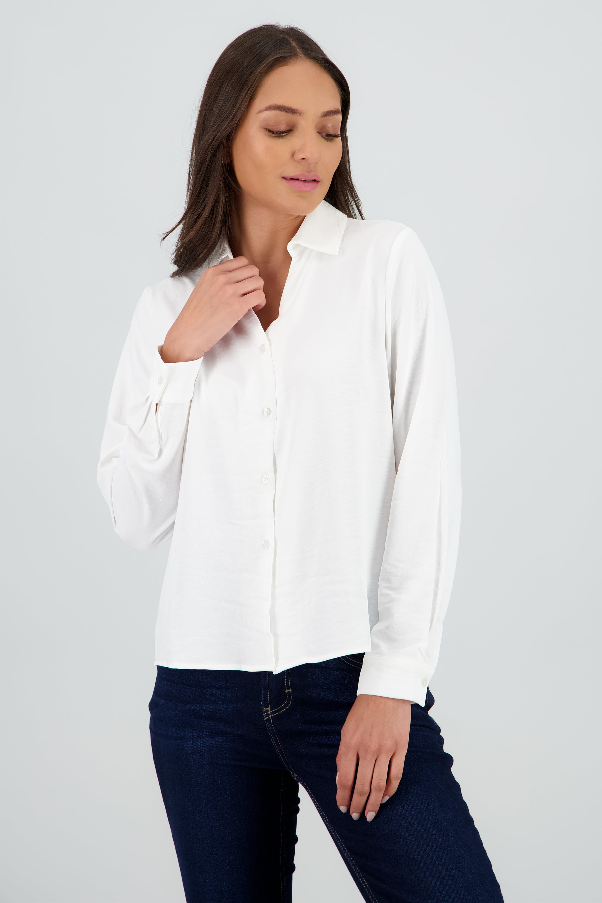 Camisa manga larga lisa BLANCO