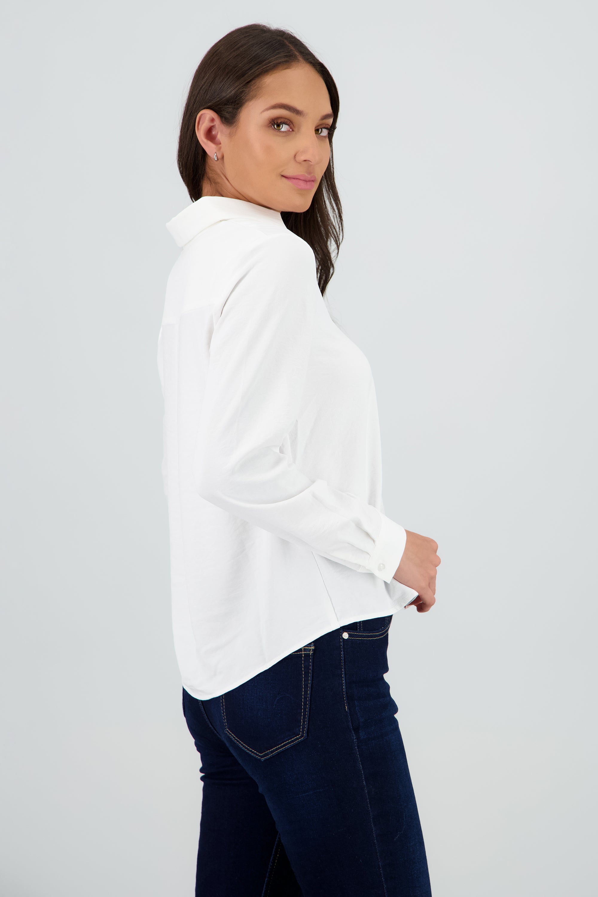 Camisa manga larga lisa BLANCO