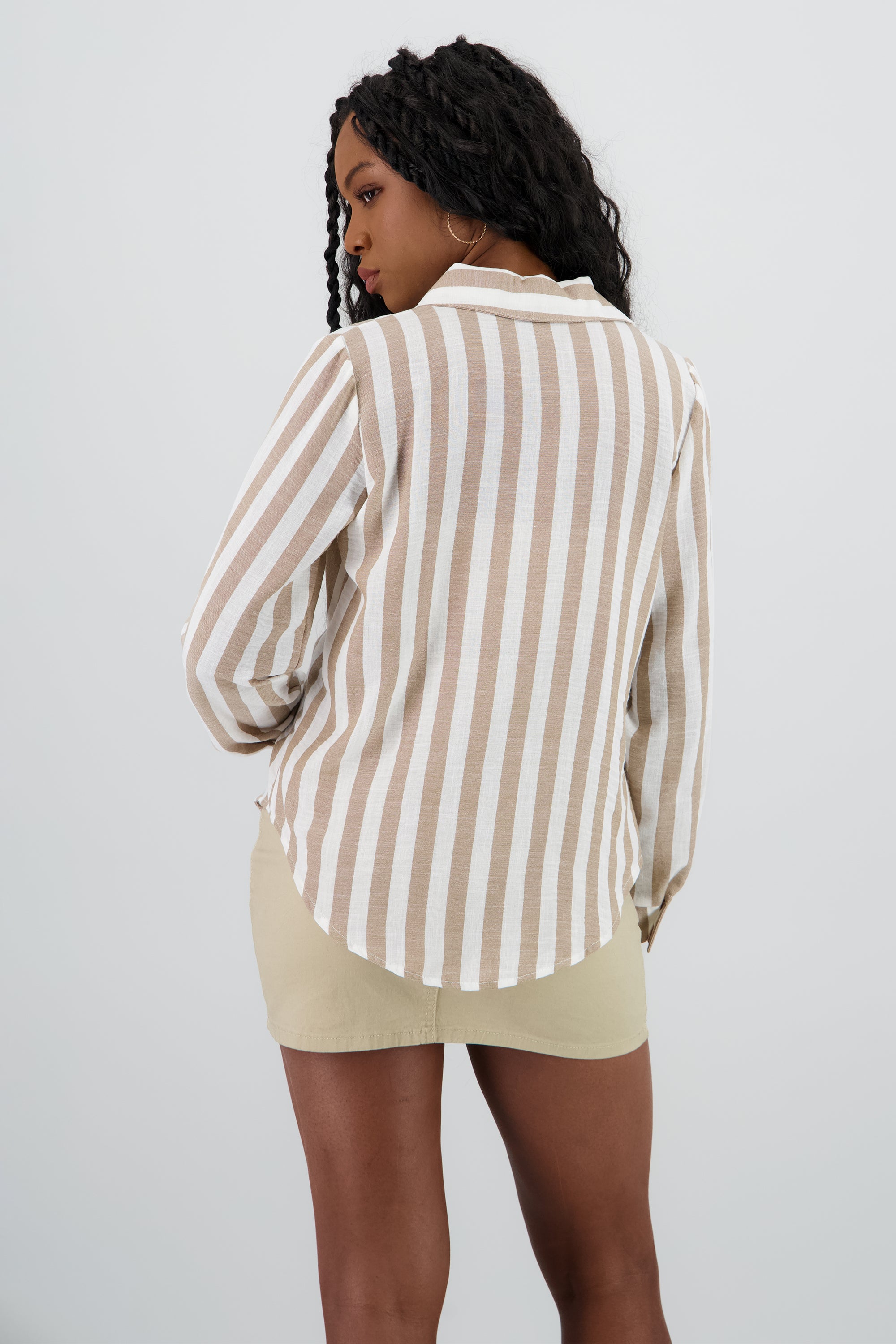 Camisa manga larga rayas KHAKI COMBO