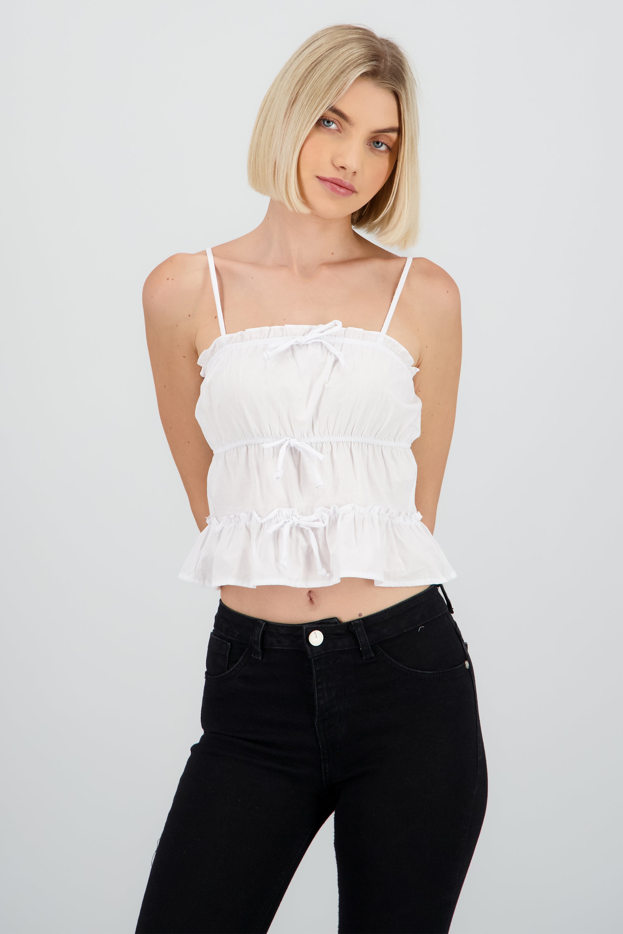 Blusa tiranes detalle moños BLANCO