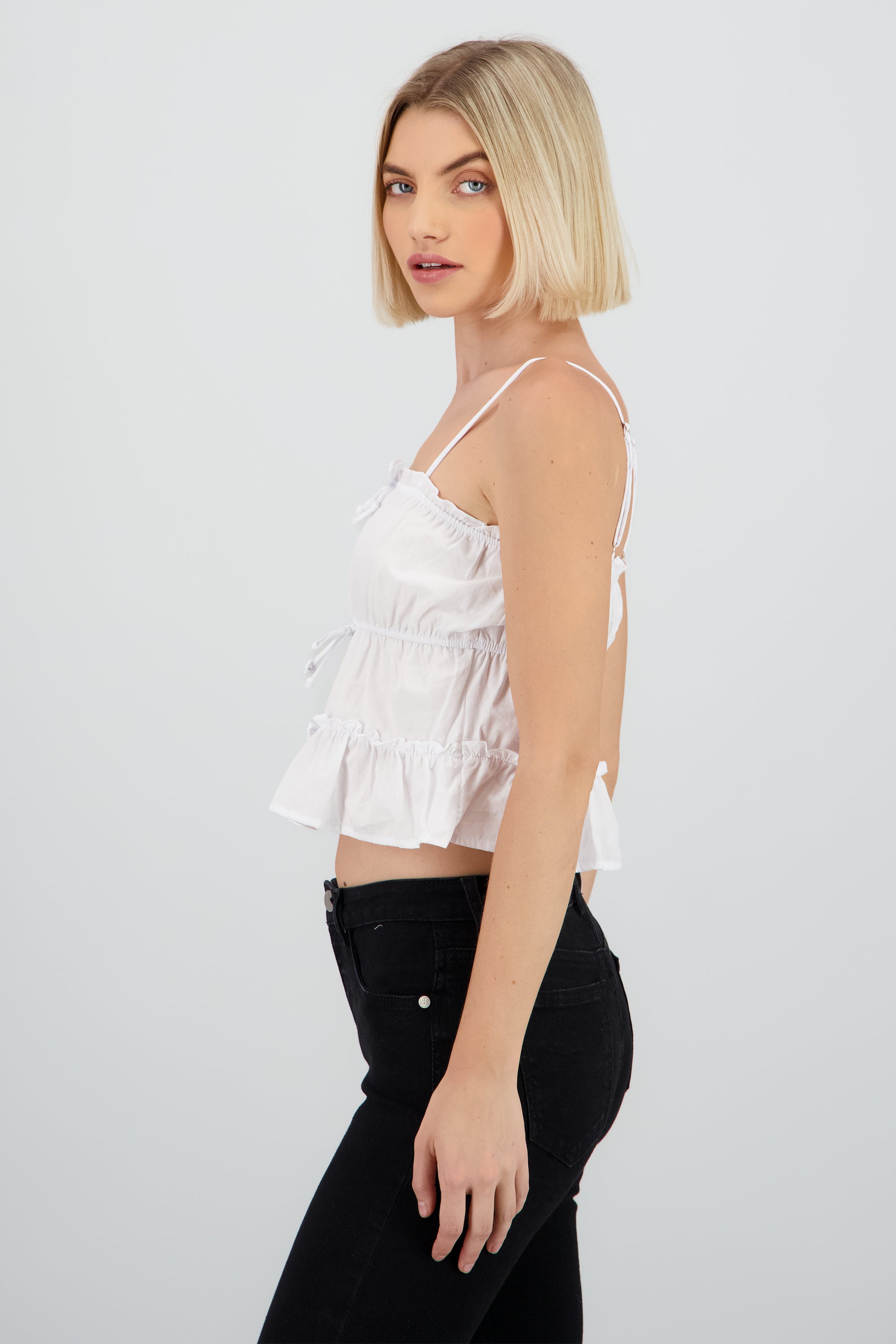 Blusa tiranes detalle moños BLANCO