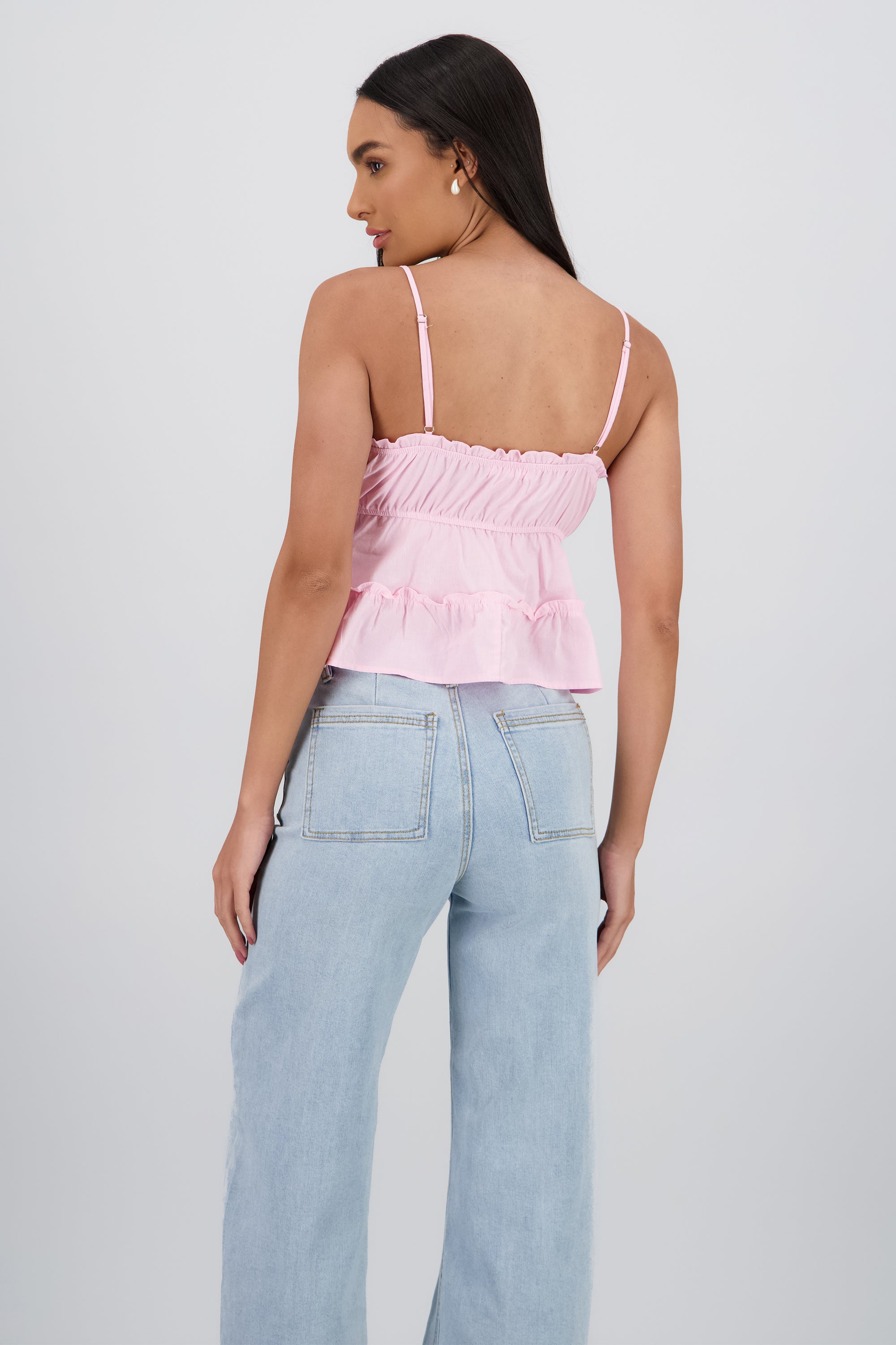 Blusa tiranes detalle moños ROSA