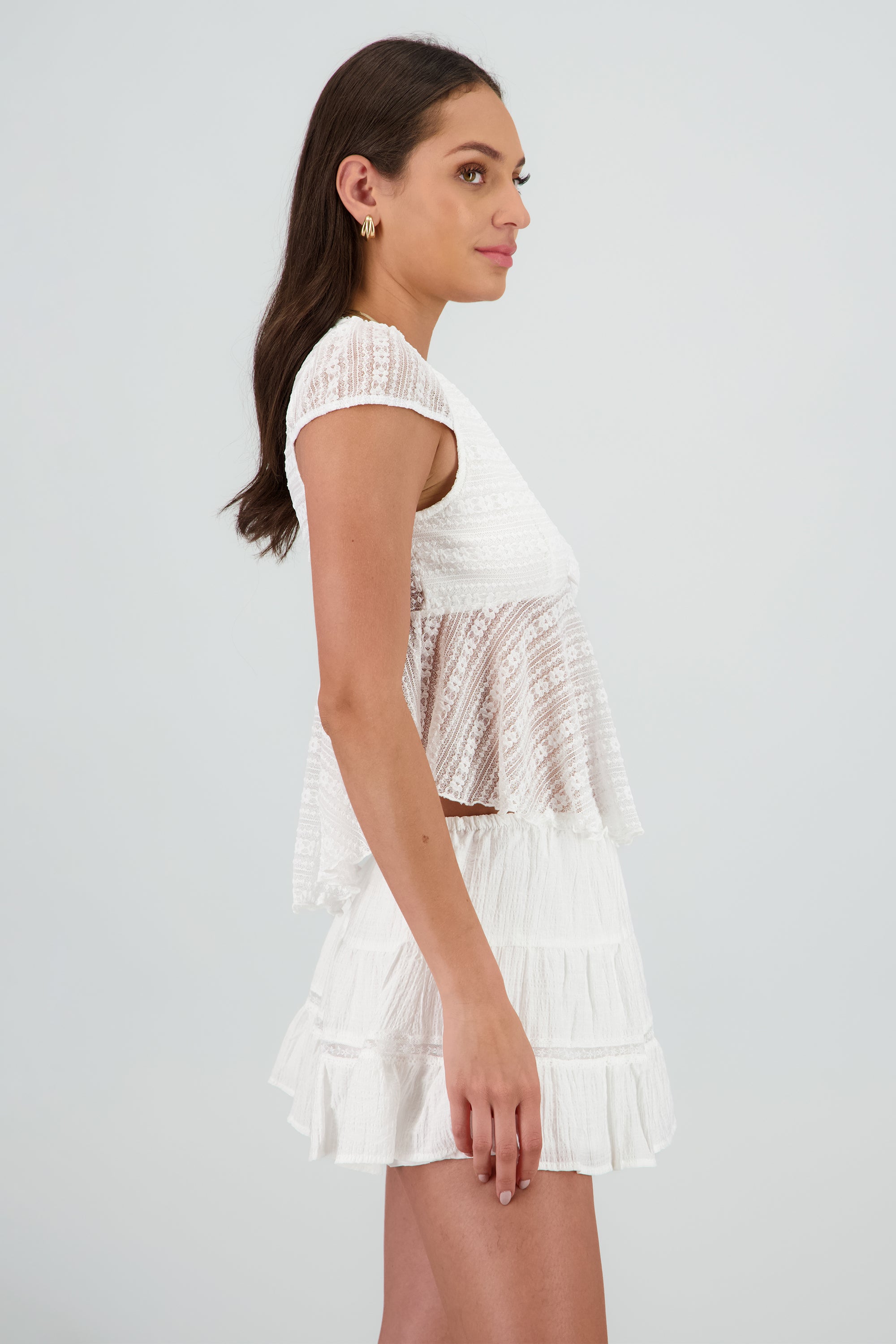Blusa encaje escote en V BLANCO