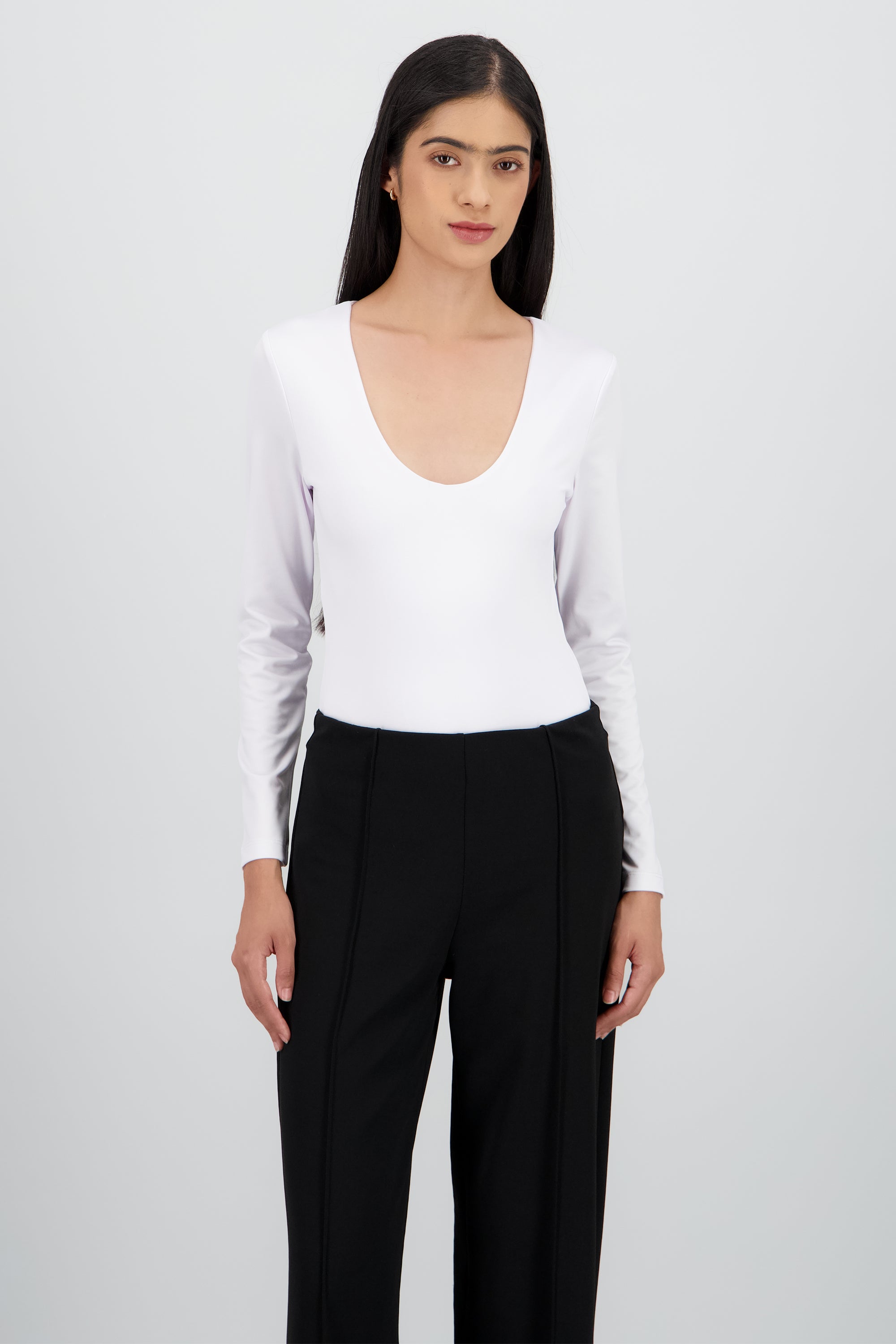 Bodysuit manga larga cuello redondo BLANCO