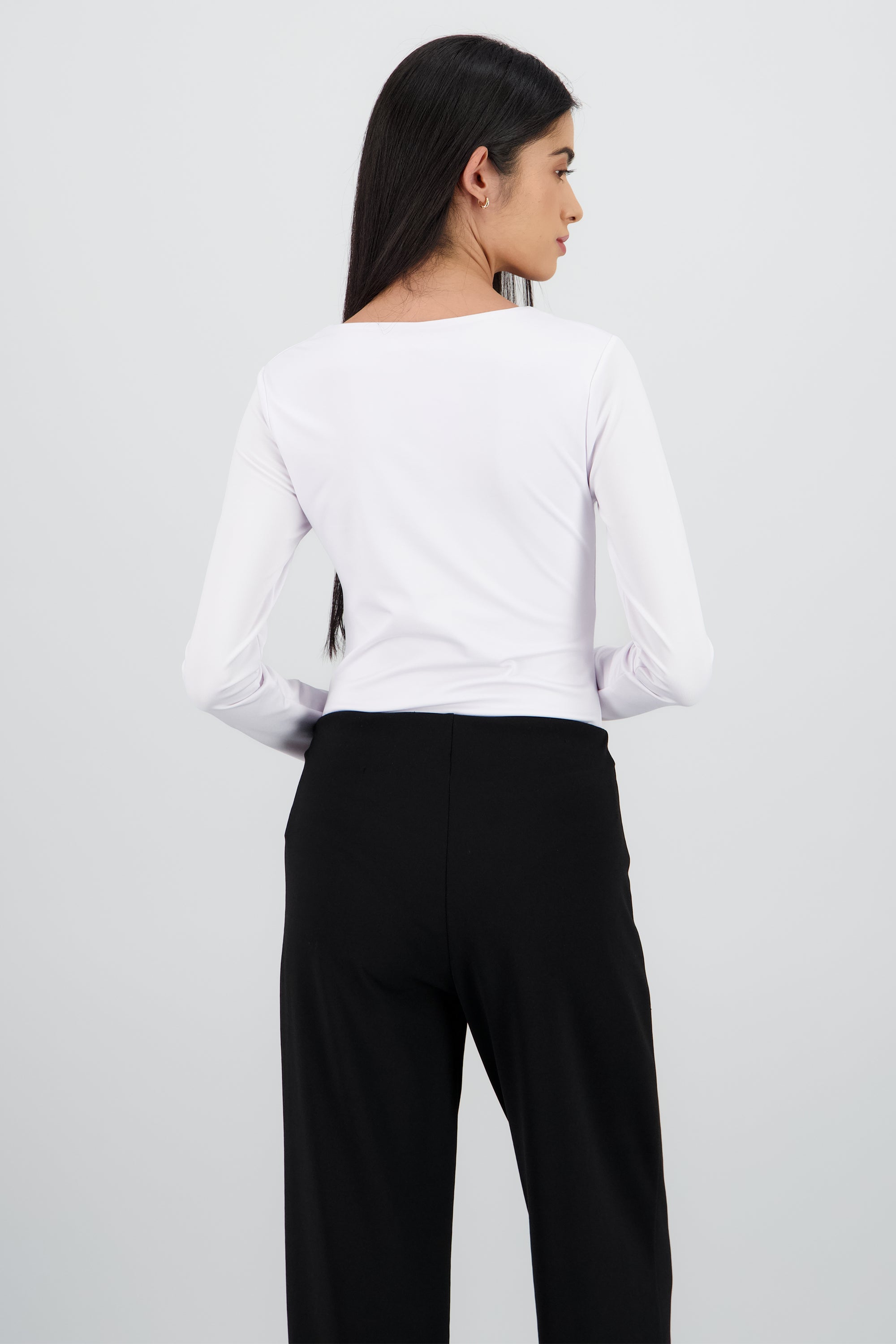 Bodysuit manga larga cuello redondo BLANCO