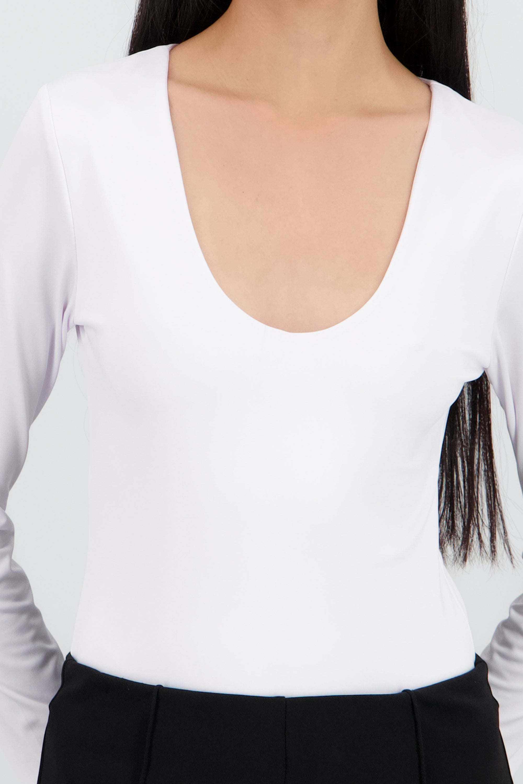 Bodysuit manga larga cuello redondo BLANCO