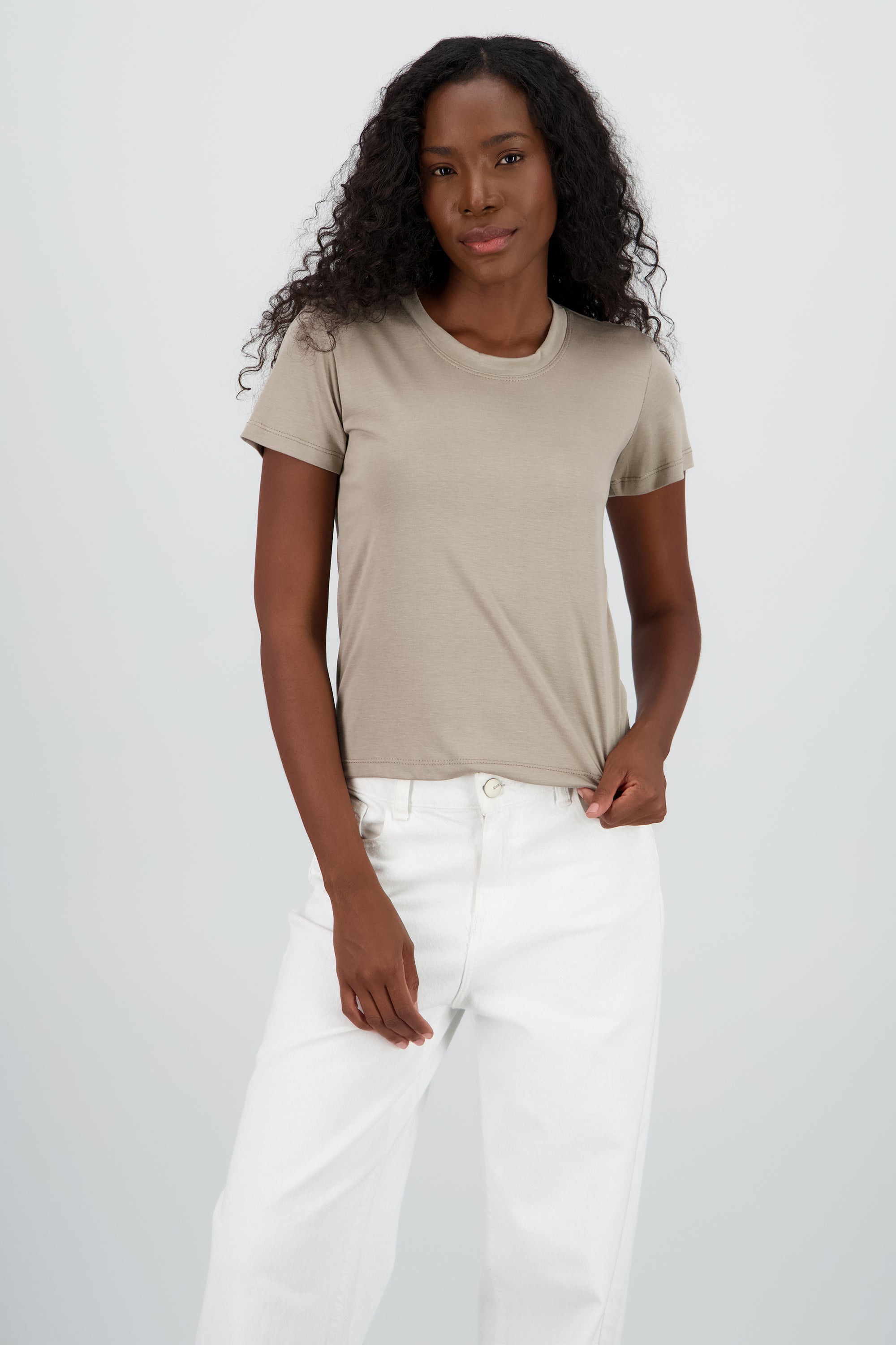 T-shirt manga corta cuello redondo TAUPE