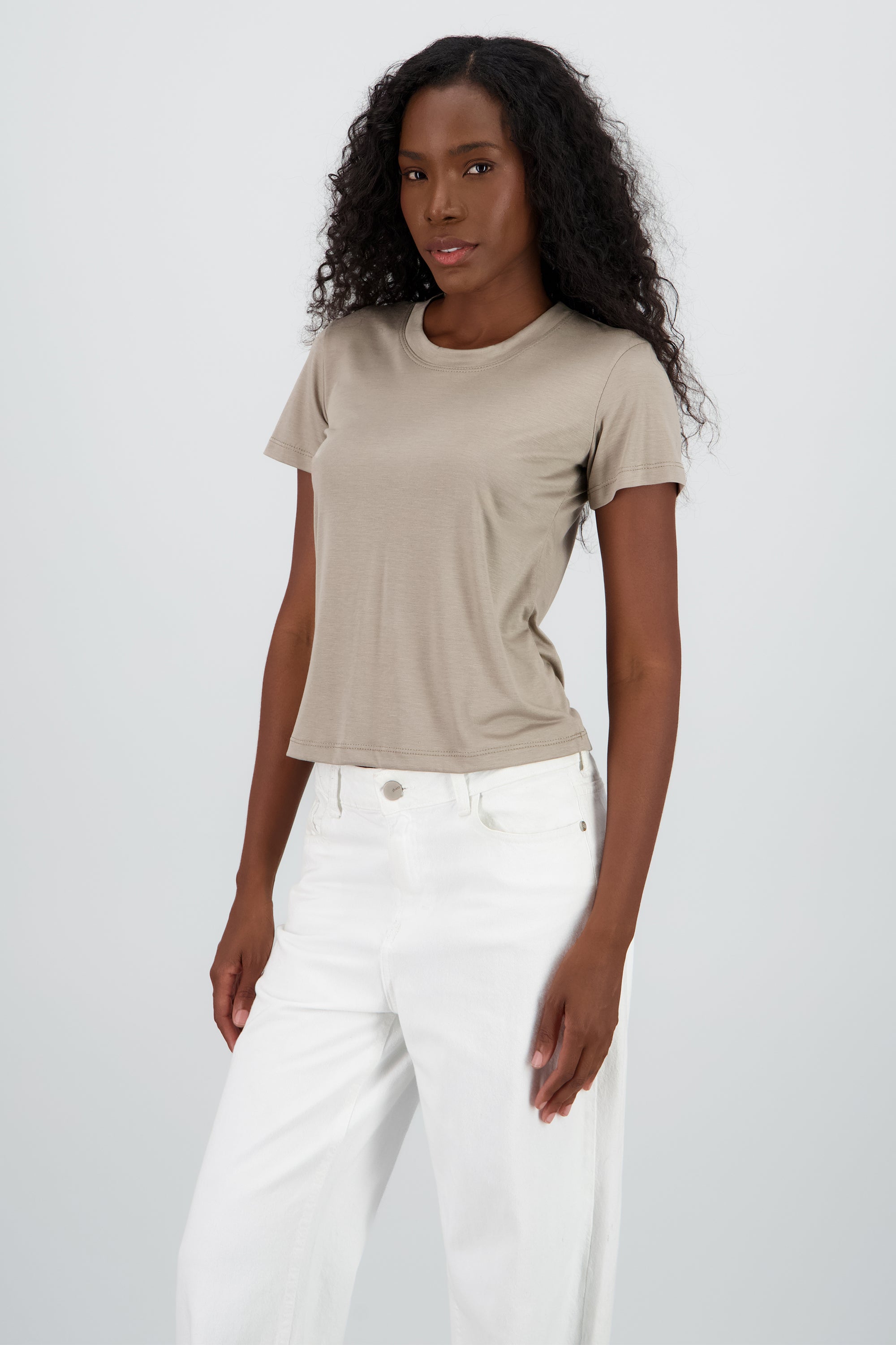 T-shirt manga corta cuello redondo TAUPE