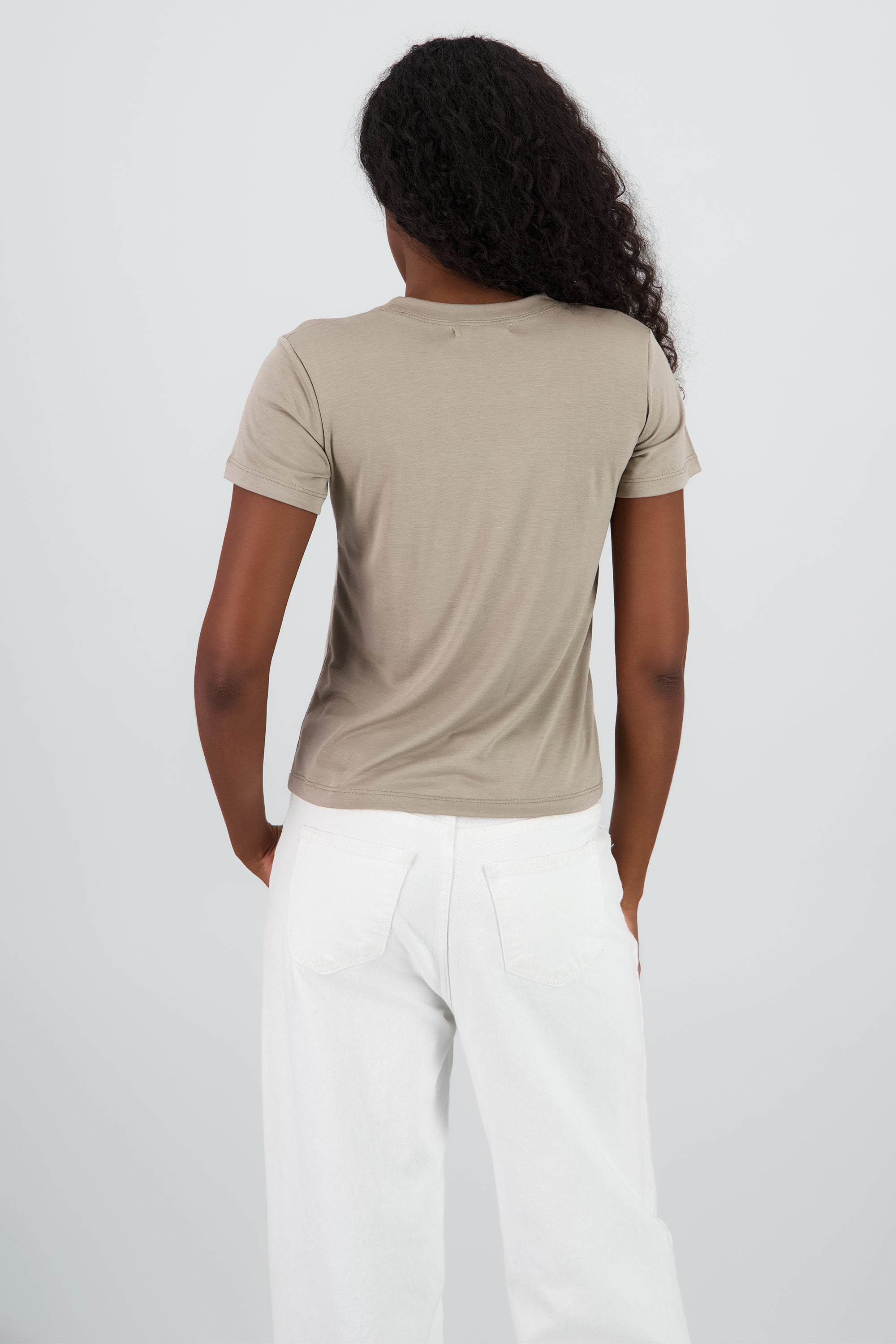 T-shirt manga corta cuello redondo TAUPE