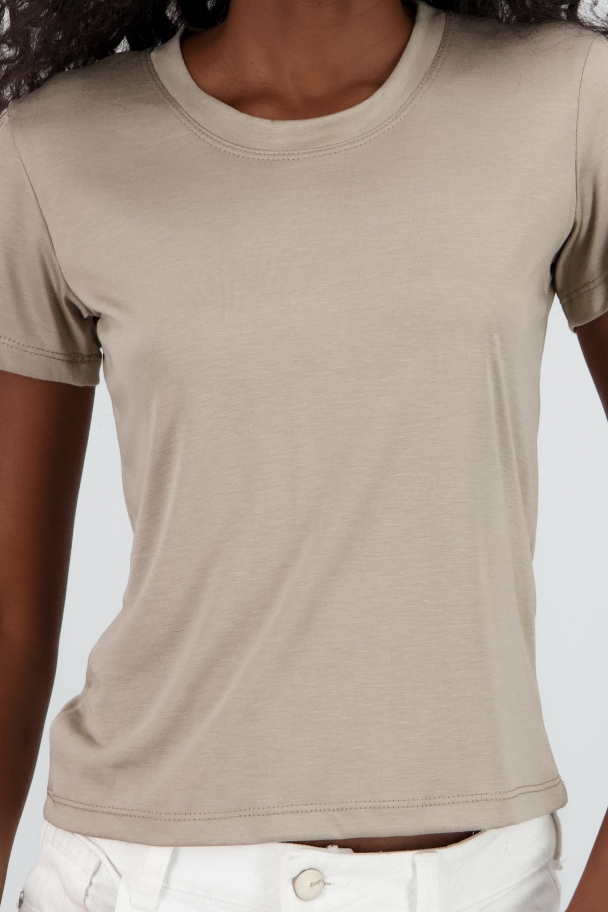 T-shirt manga corta cuello redondo TAUPE