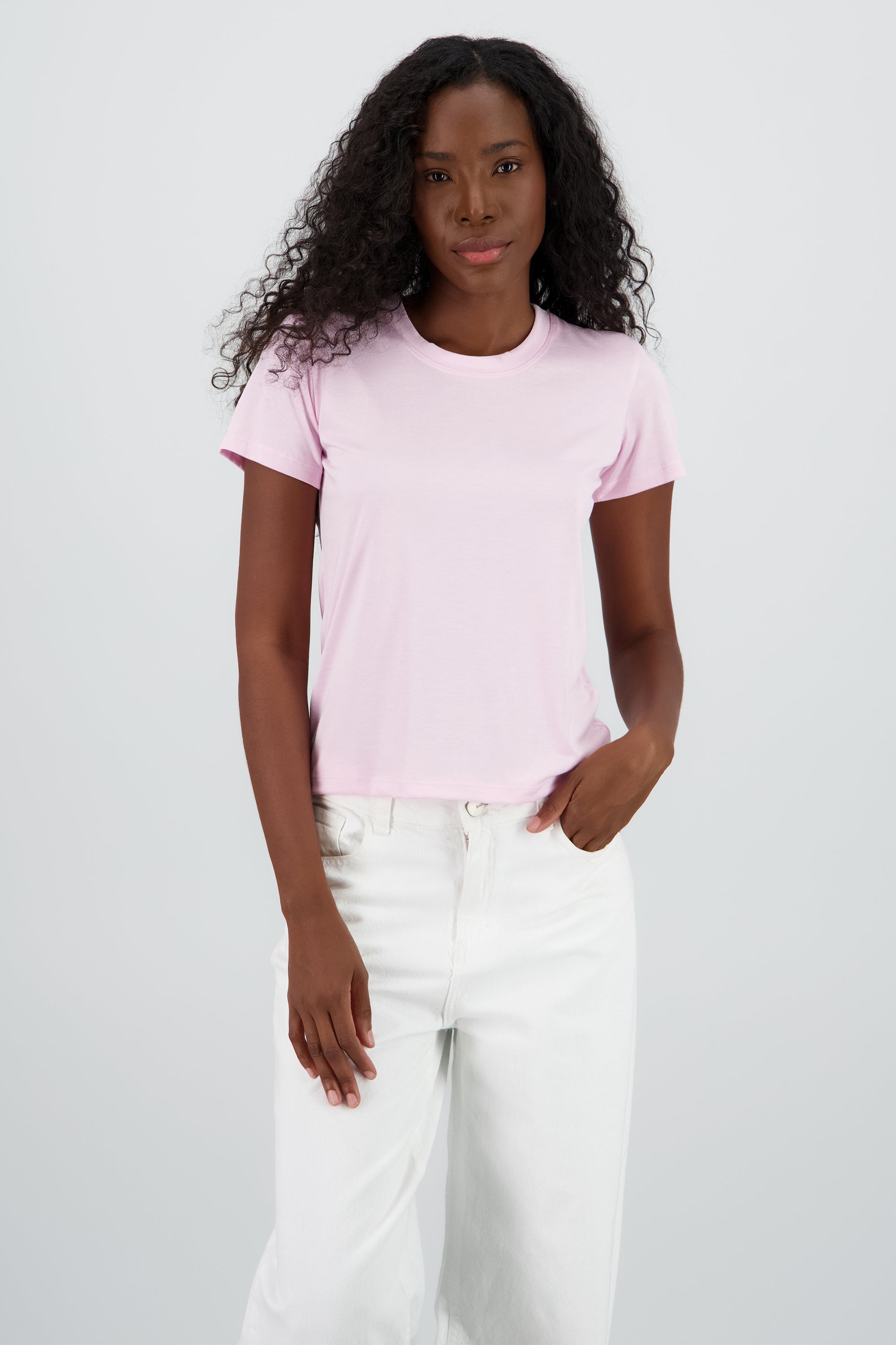 T-shirt manga corta cuello redondo ROSA PASTEL