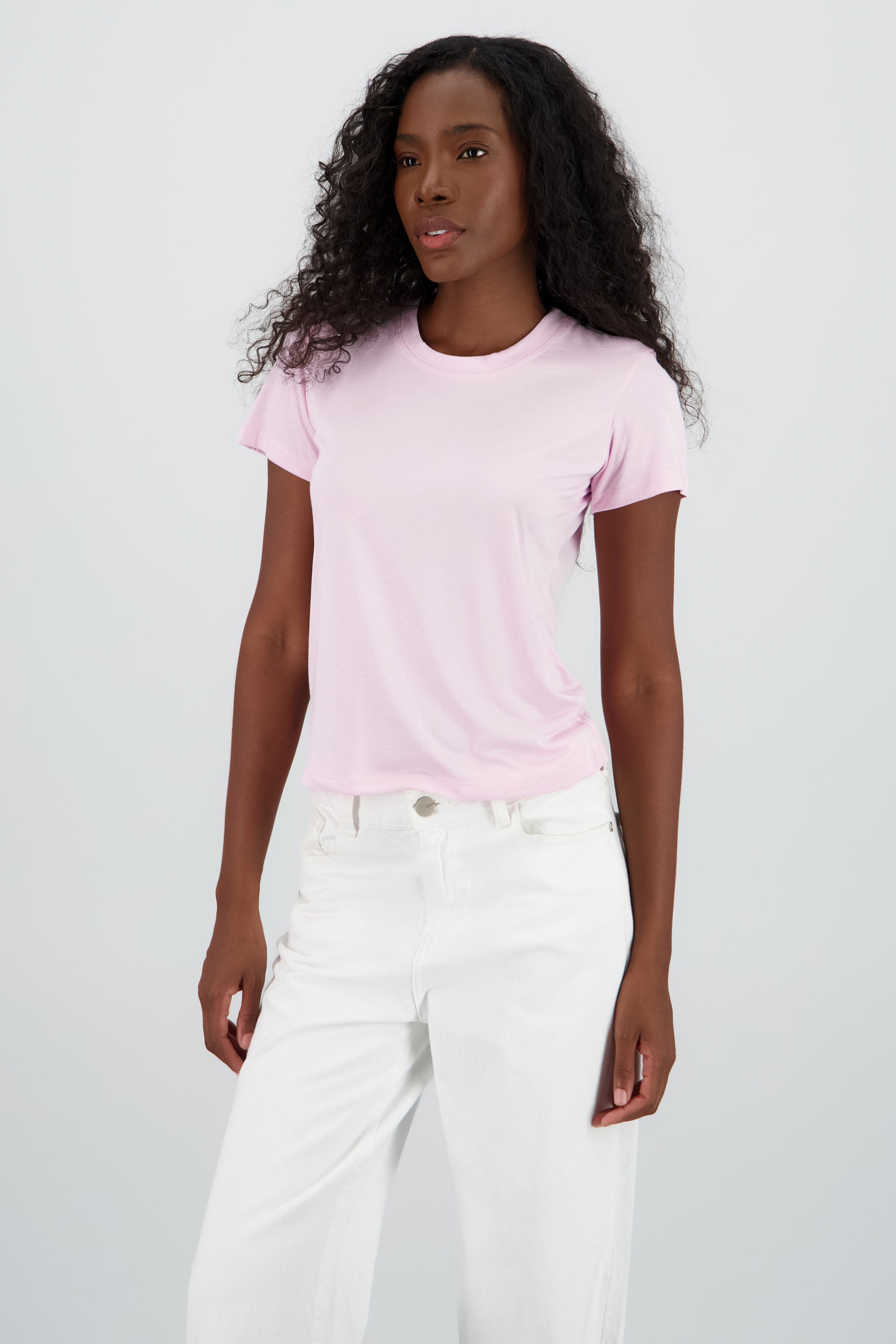 T-shirt manga corta cuello redondo ROSA PASTEL
