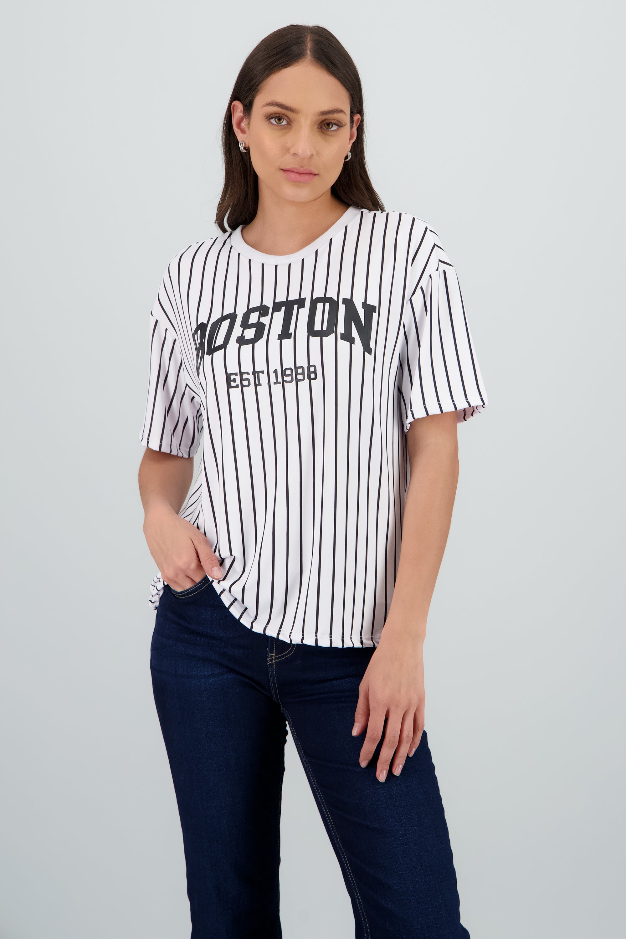 Playera beisbolera boston BLANCO COMBO
