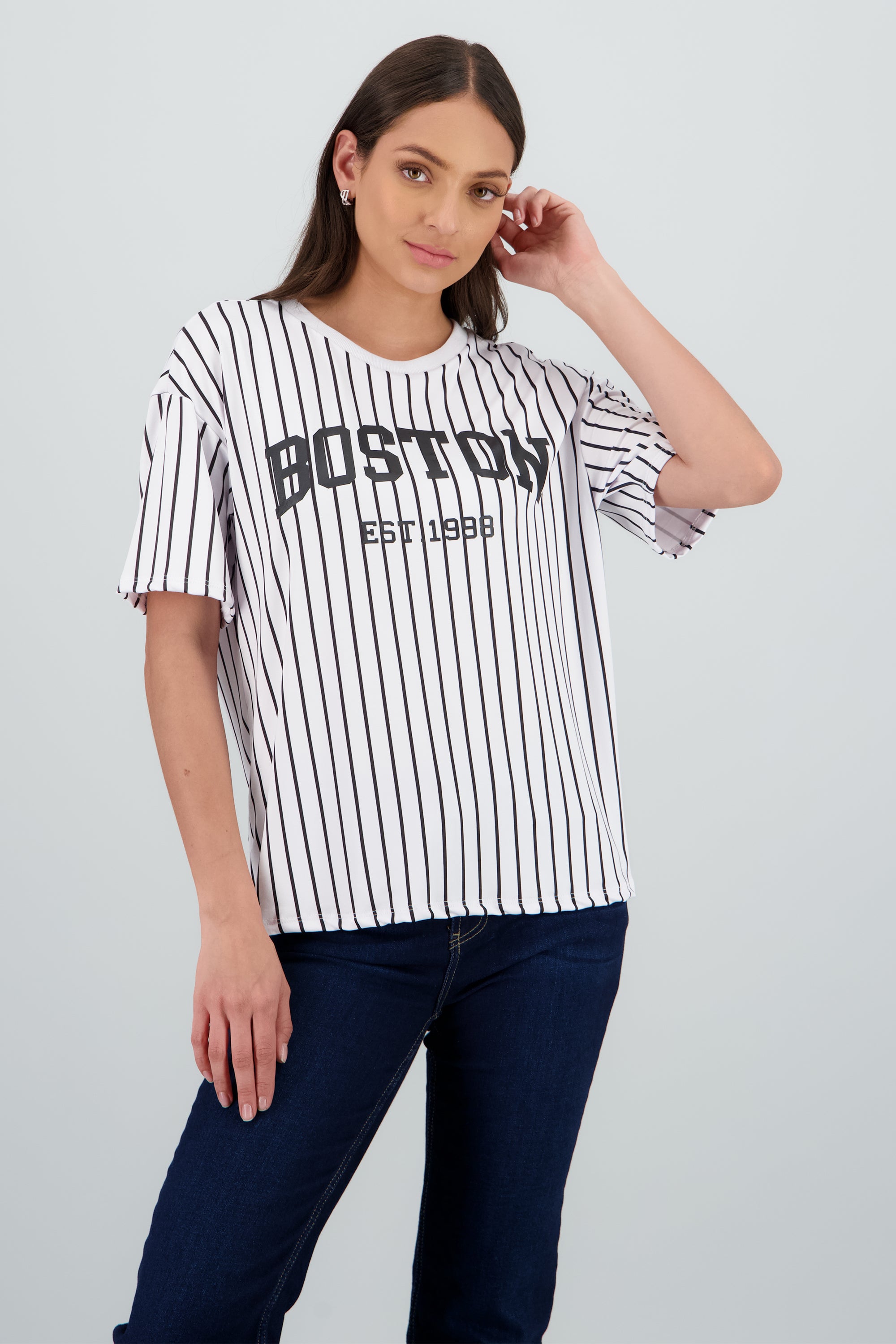 Playera beisbolera boston BLANCO COMBO