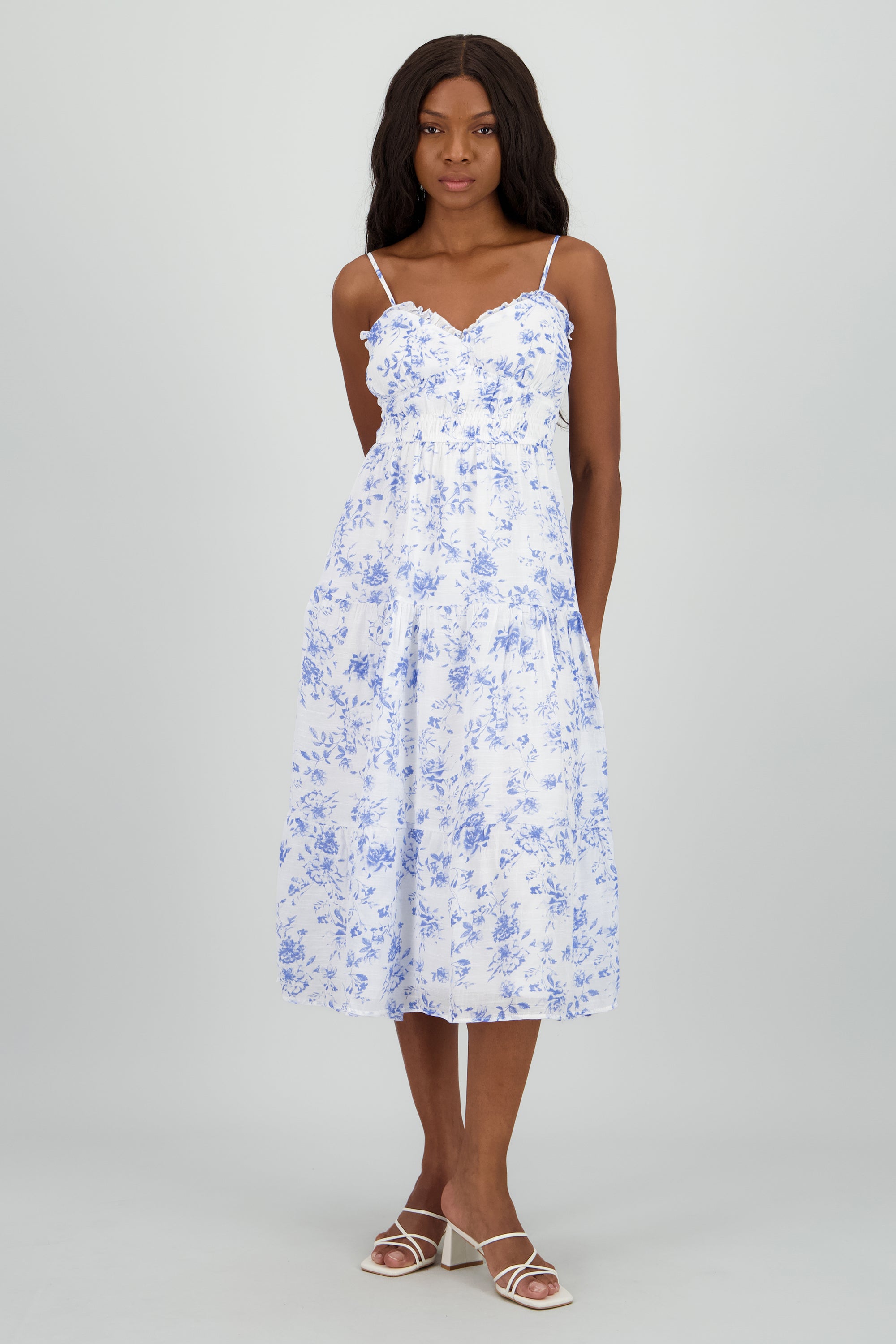 Vestido maxi deatlle floral AZUL