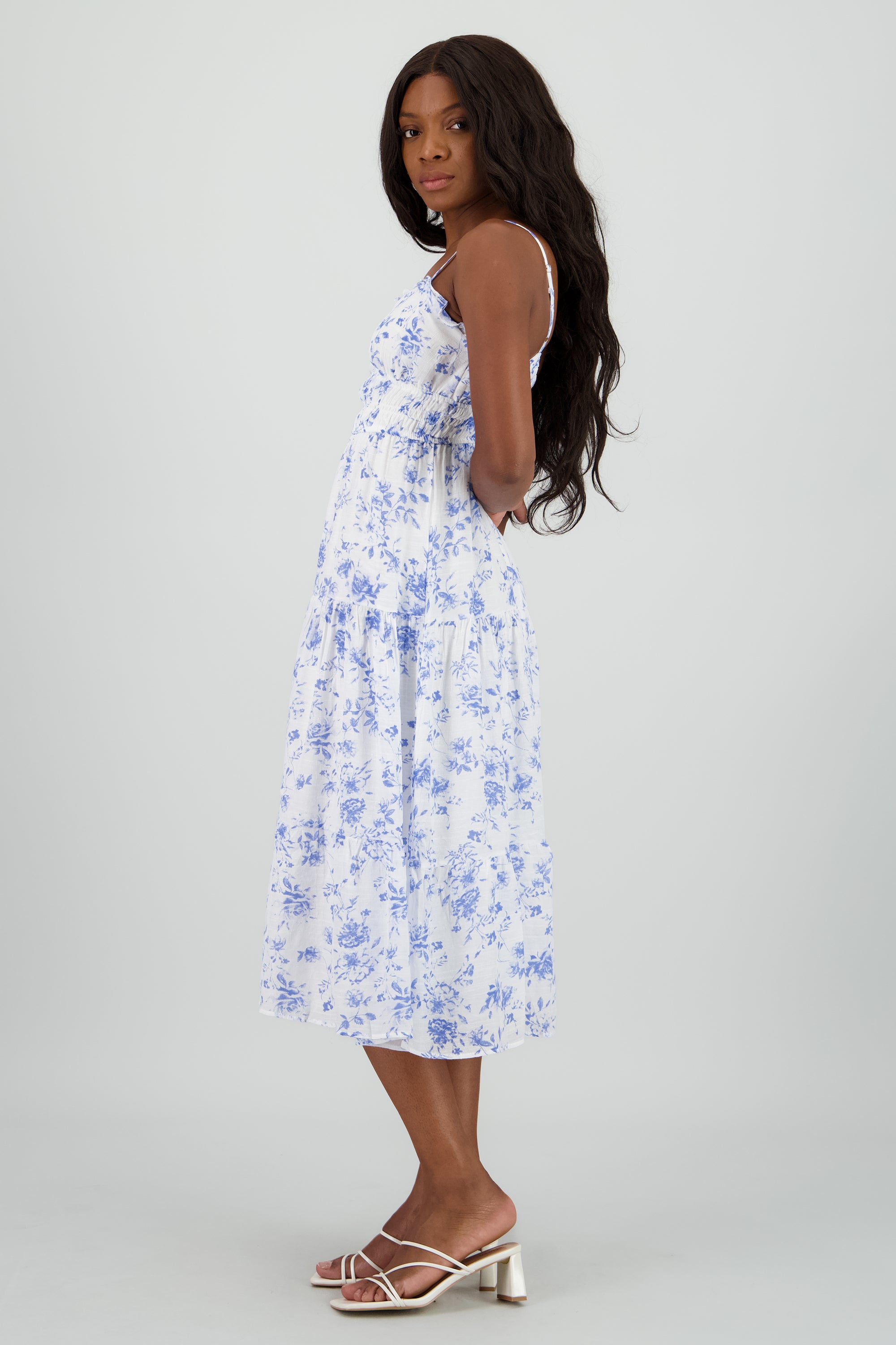 Vestido maxi deatlle floral AZUL