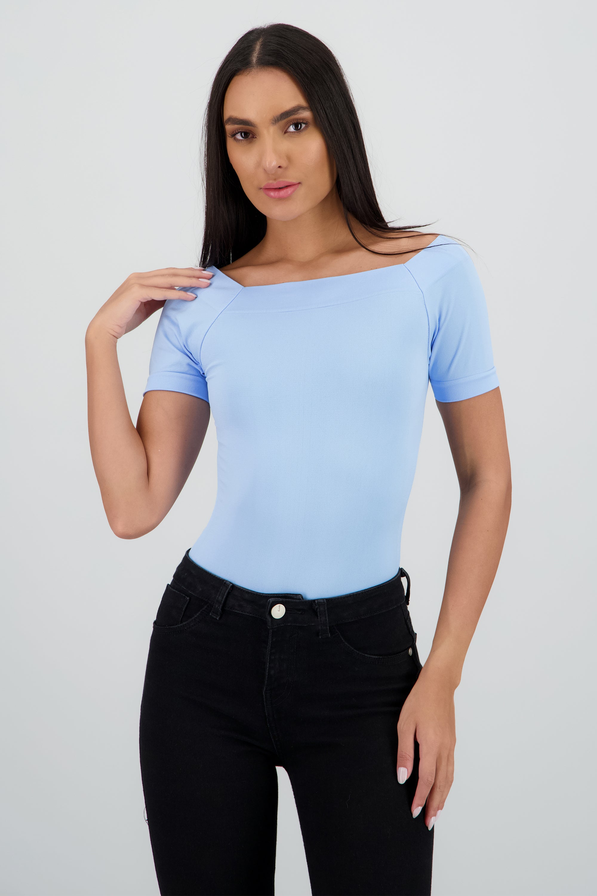 Bodysuit Liso Hombros Descubiertos AZUL