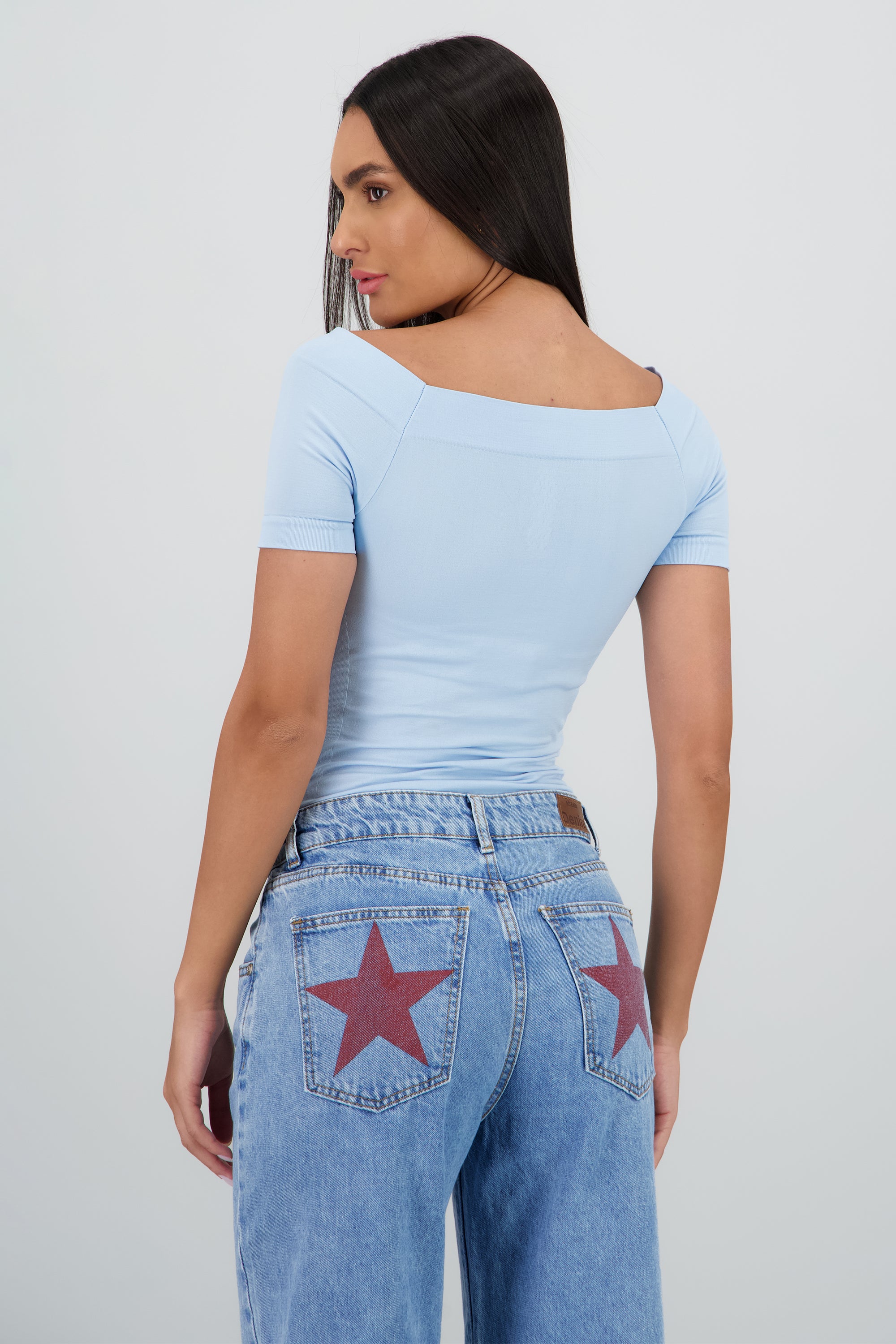 Bodysuit Liso Hombros Descubiertos AZUL PASTEL